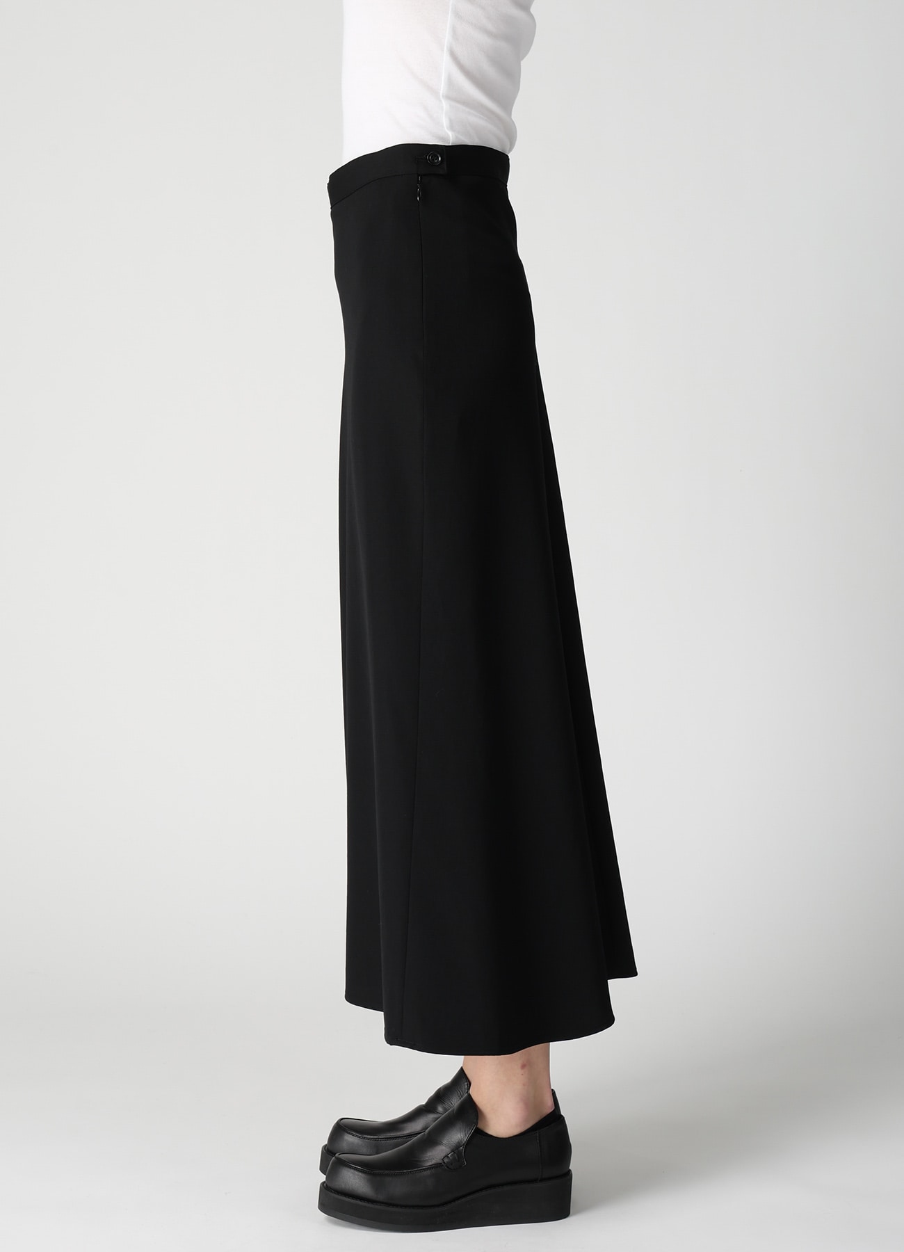 WOOL GABARDINE SEMI FLARE LONG SKIRT
