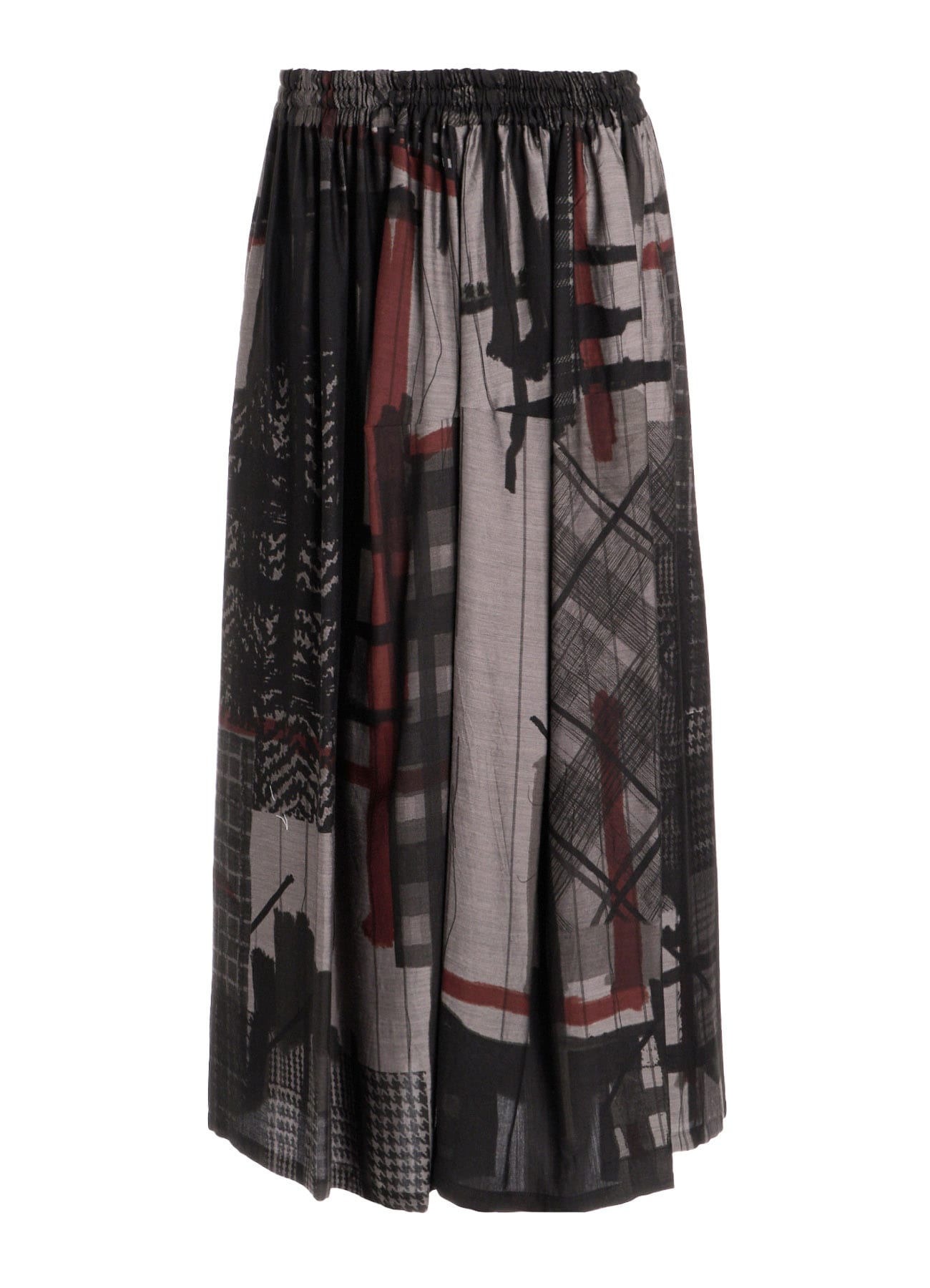 CU/DUNGAREE TWILL PLAID PRINT GATHER SKIRT
