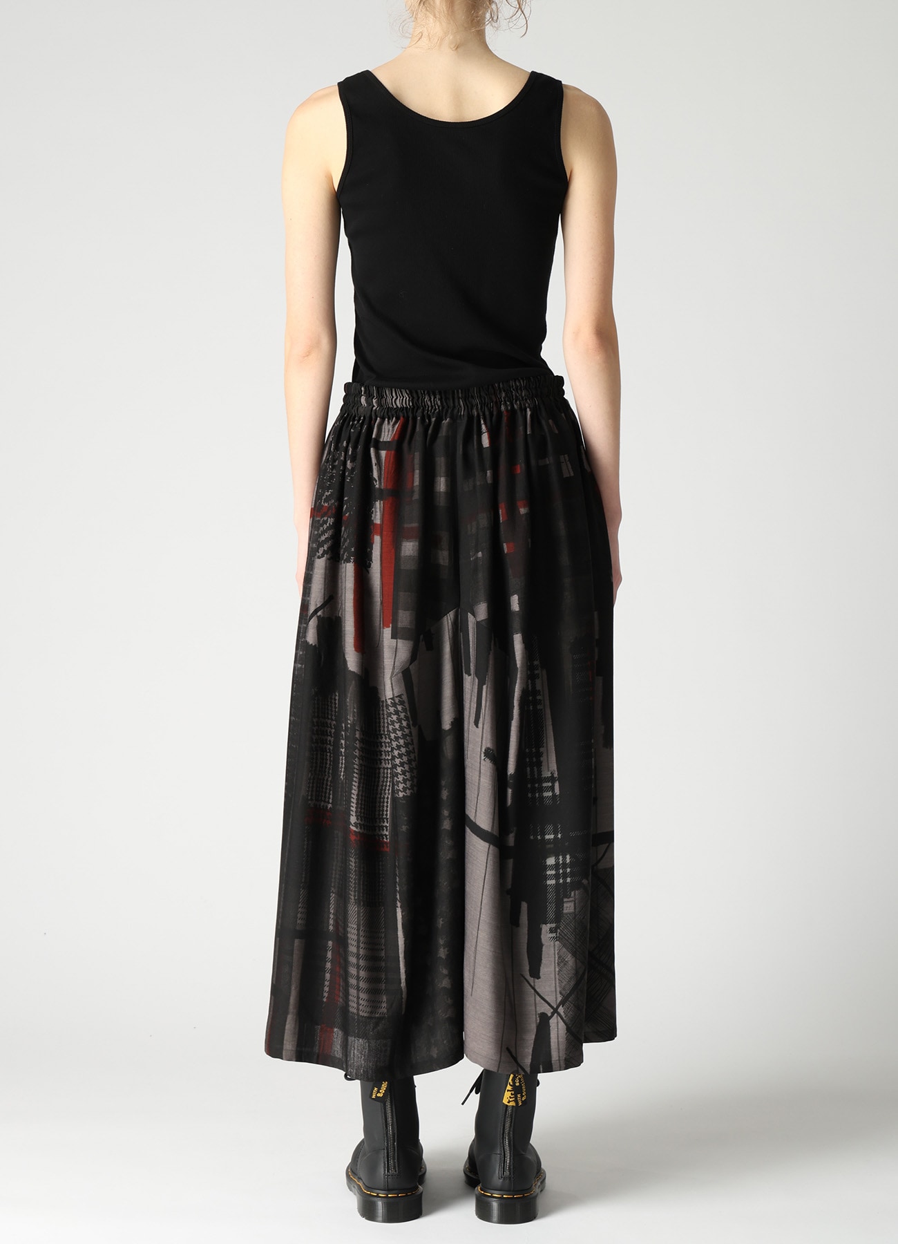 CU/DUNGAREE TWILL PLAID PRINT GATHER SKIRT