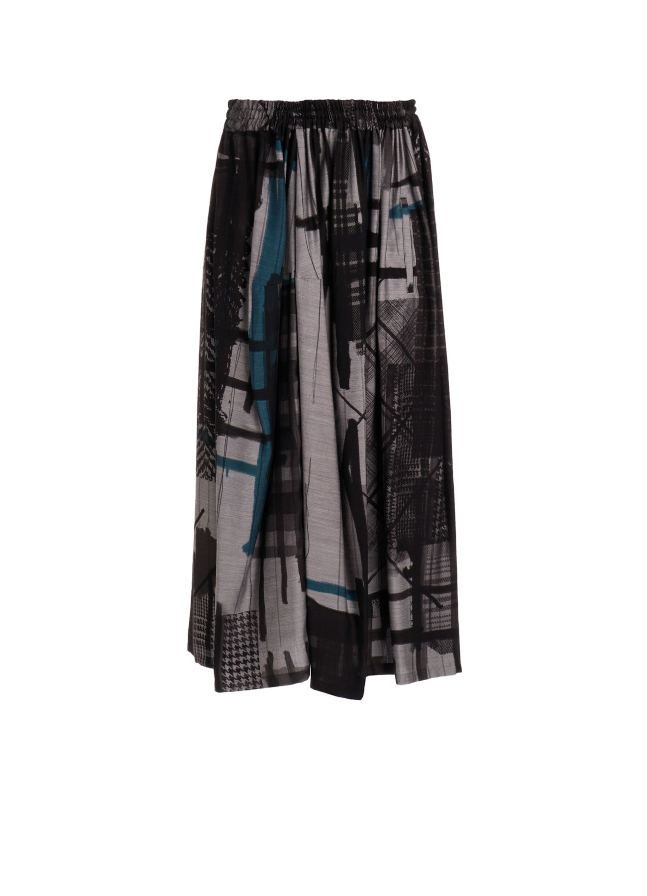 CU/DUNGAREE TWILL PLAID PRINT GATHER SKIRT