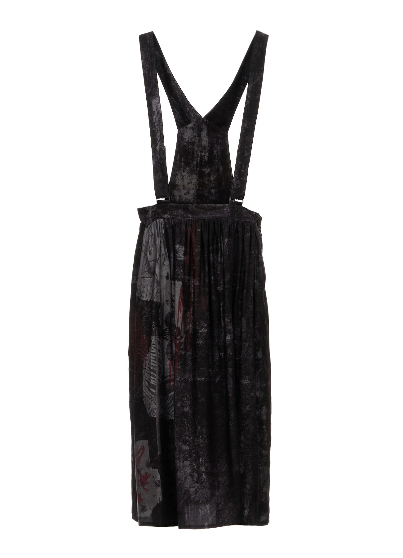 CUPRO DUNGAREE TWILL SHOULDER STRAP GATHERED SKIRT