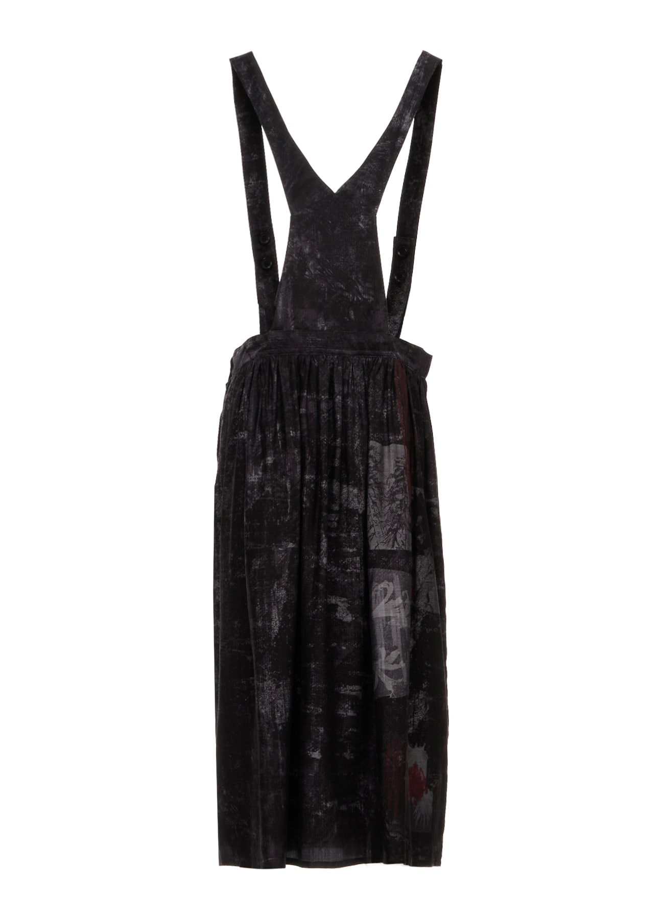 CUPRO DUNGAREE TWILL SHOULDER STRAP GATHERED SKIRT