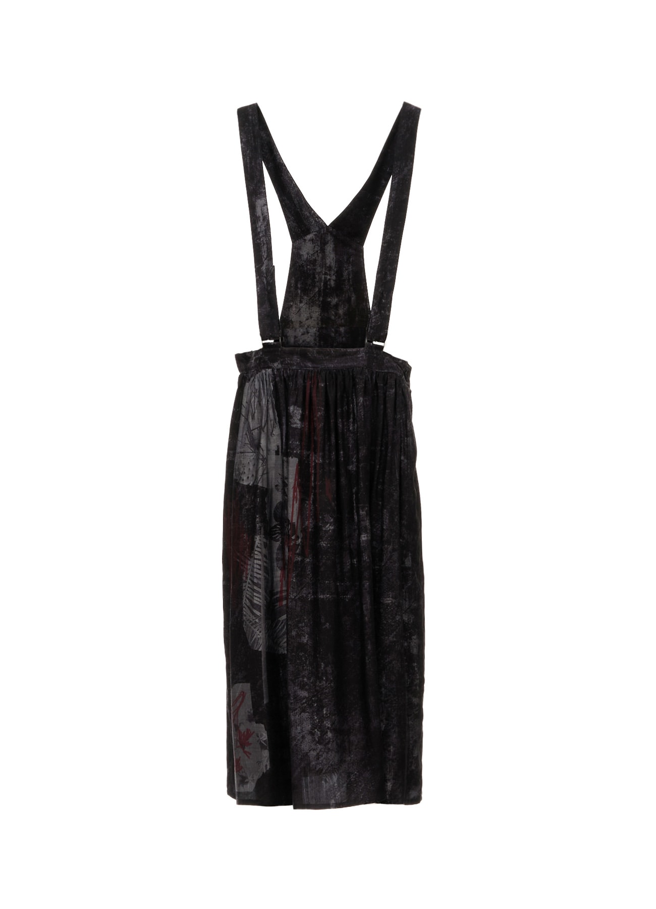 CUPRO DUNGAREE TWILL SHOULDER STRAP GATHERED SKIRT
