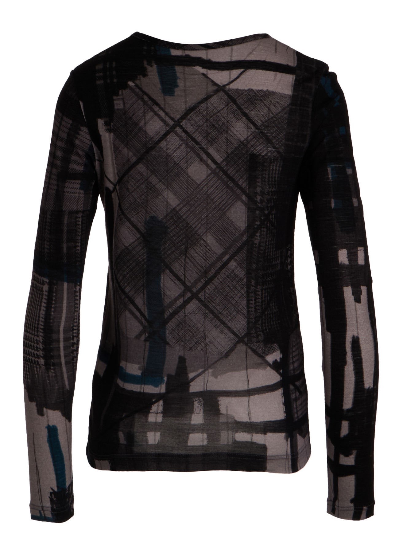 WOOL JERSEY PLAID PRINT LONG SLEEVE T-SHIRTS