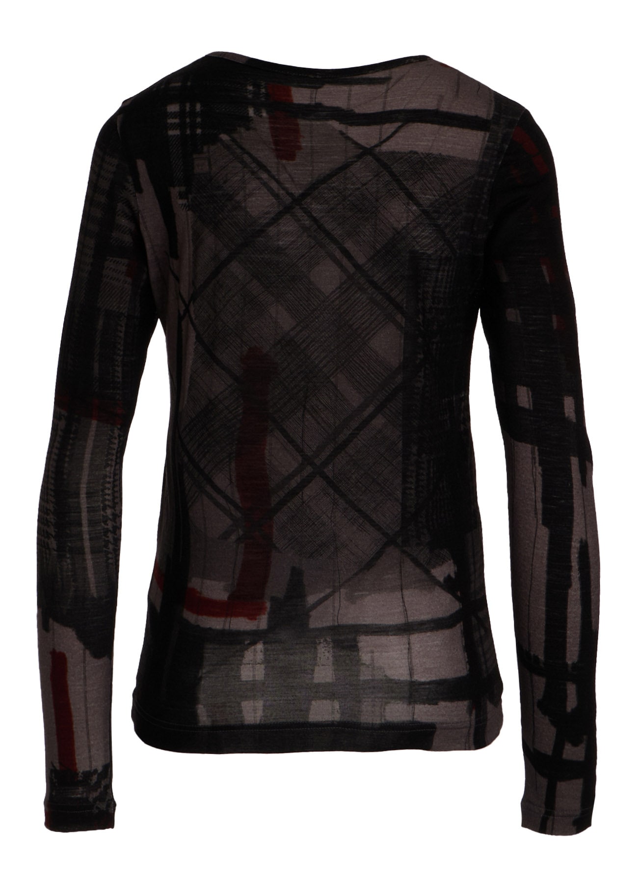 WOOL JERSEY PLAID PRINT LONG SLEEVE T-SHIRTS