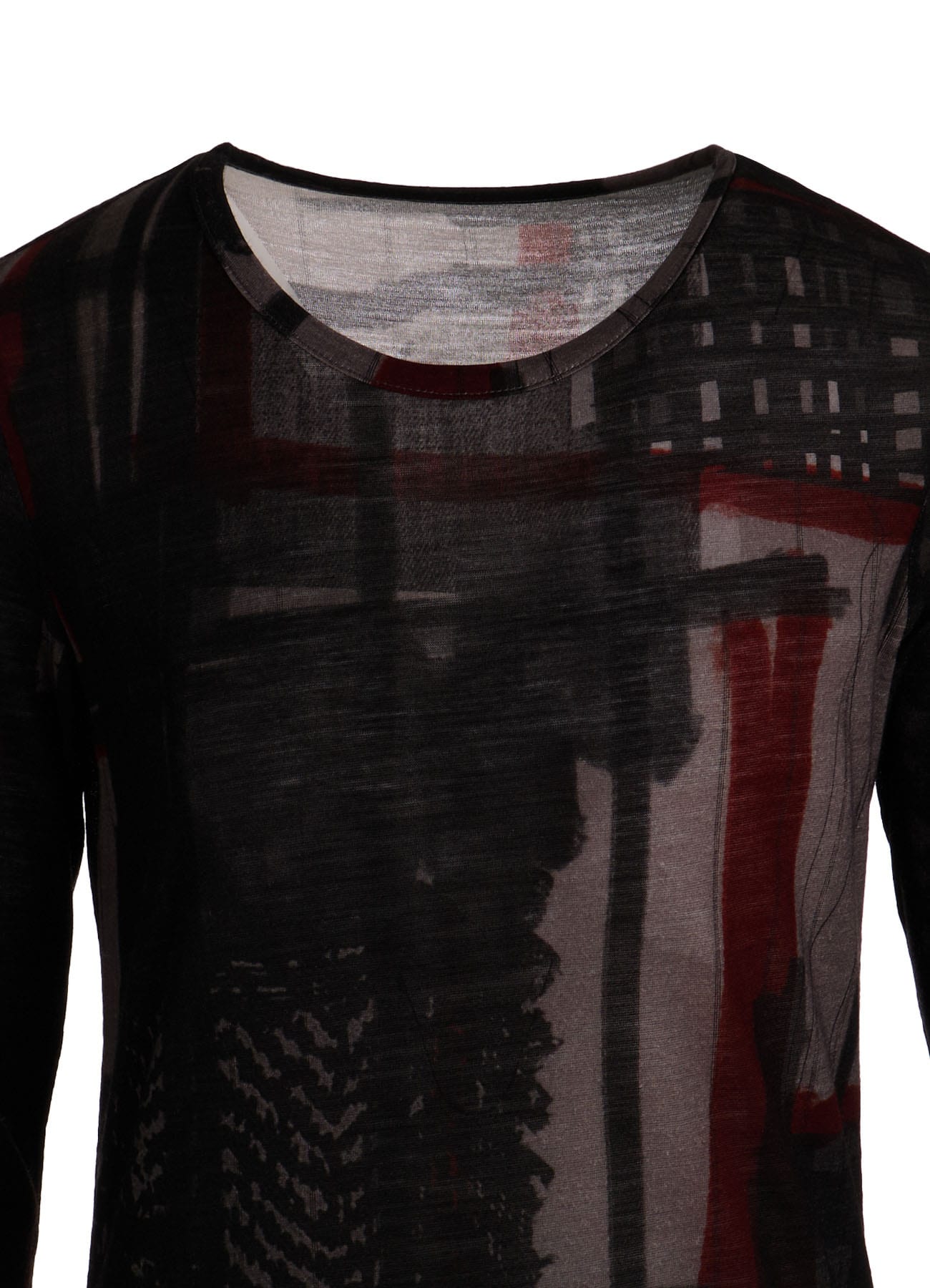 WOOL JERSEY PLAID PRINT LONG SLEEVE T-SHIRTS
