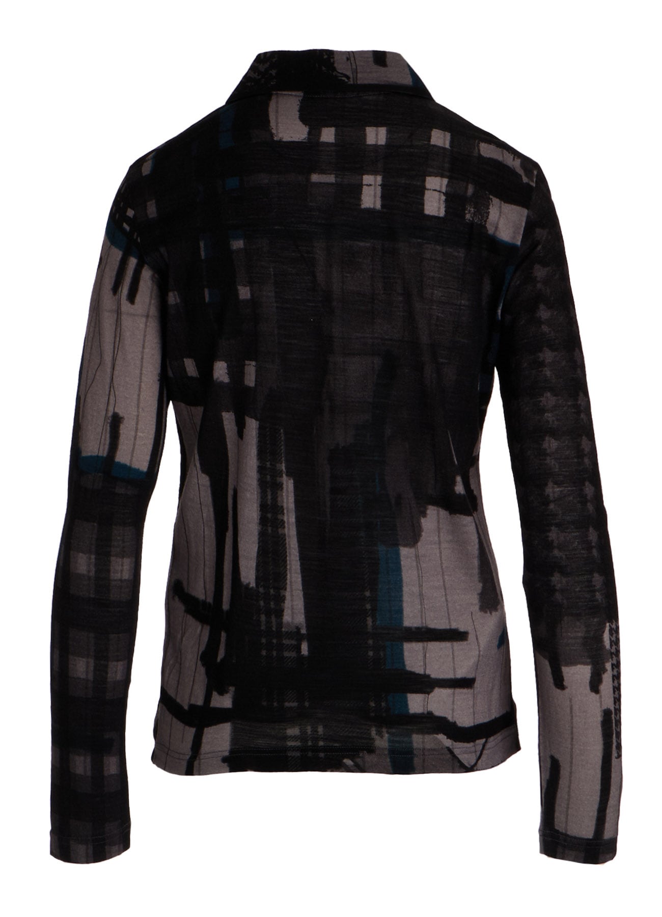 WOOL JERSEY PLAID PRINT LONG SLEEVE CARDIGAN