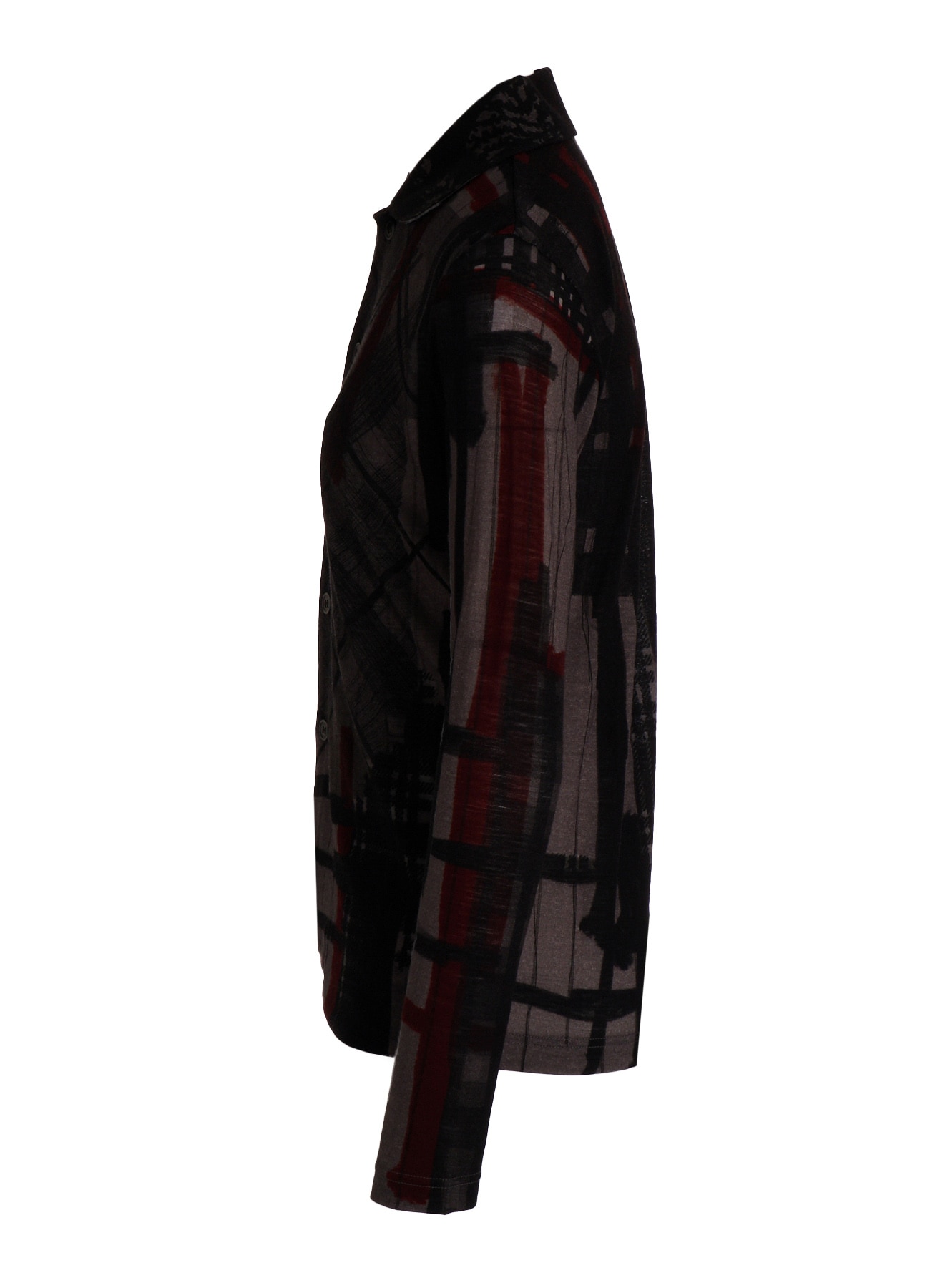 WOOL JERSEY PLAID PRINT LONG SLEEVE CARDIGAN