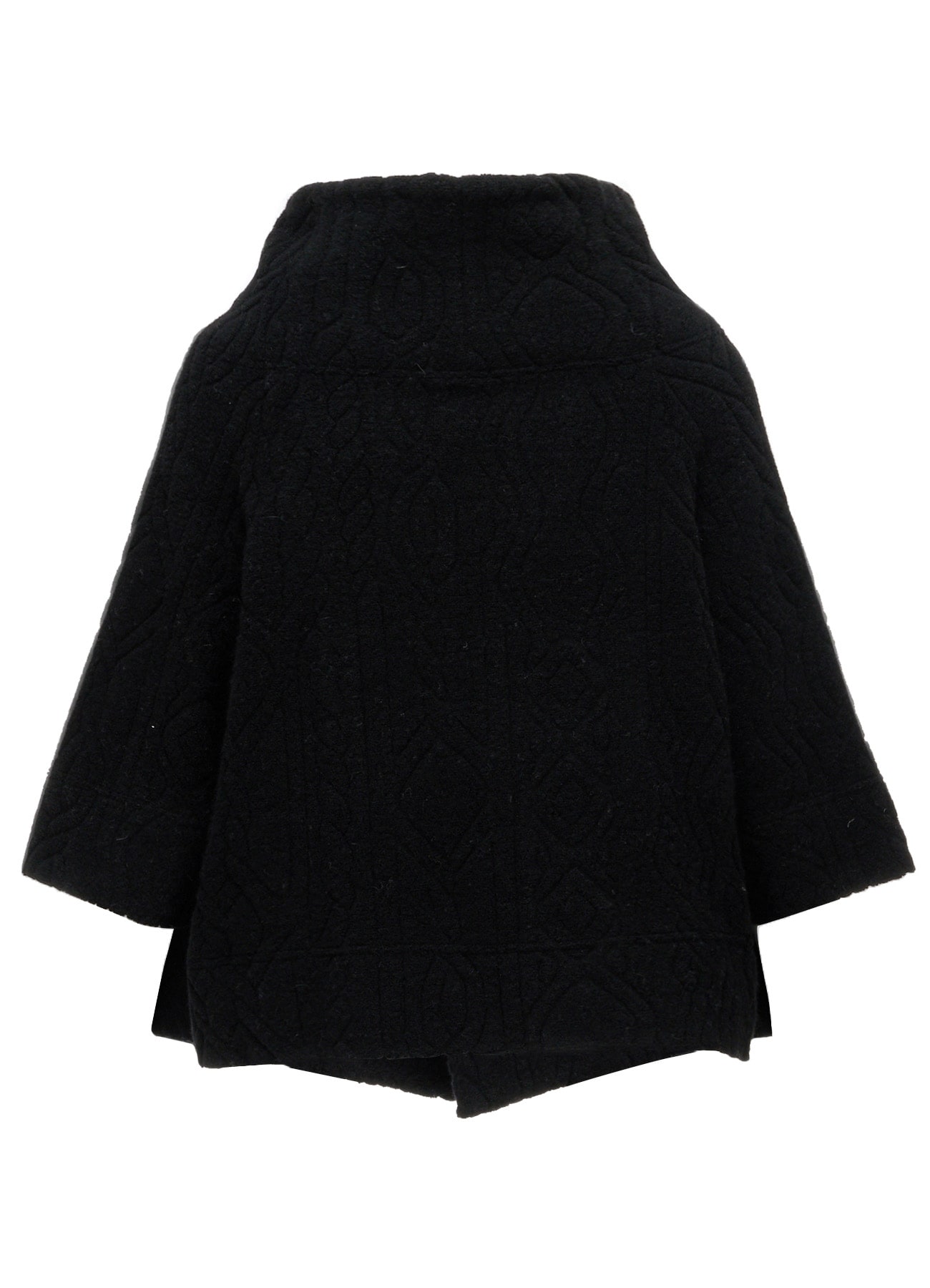山田　1204040 CABLE PILE JACQUARD 3/4 SLEEVE RAGLAN CARDIGAN(S Black): Y's｜THE