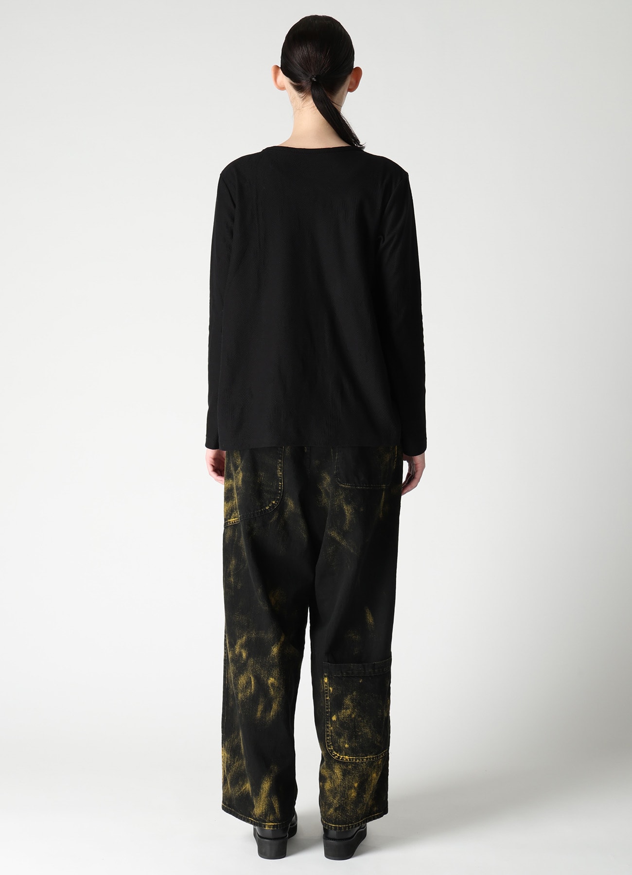 COTTON JACQUARD FLARE LONG SLEEVE T-SHIRT
