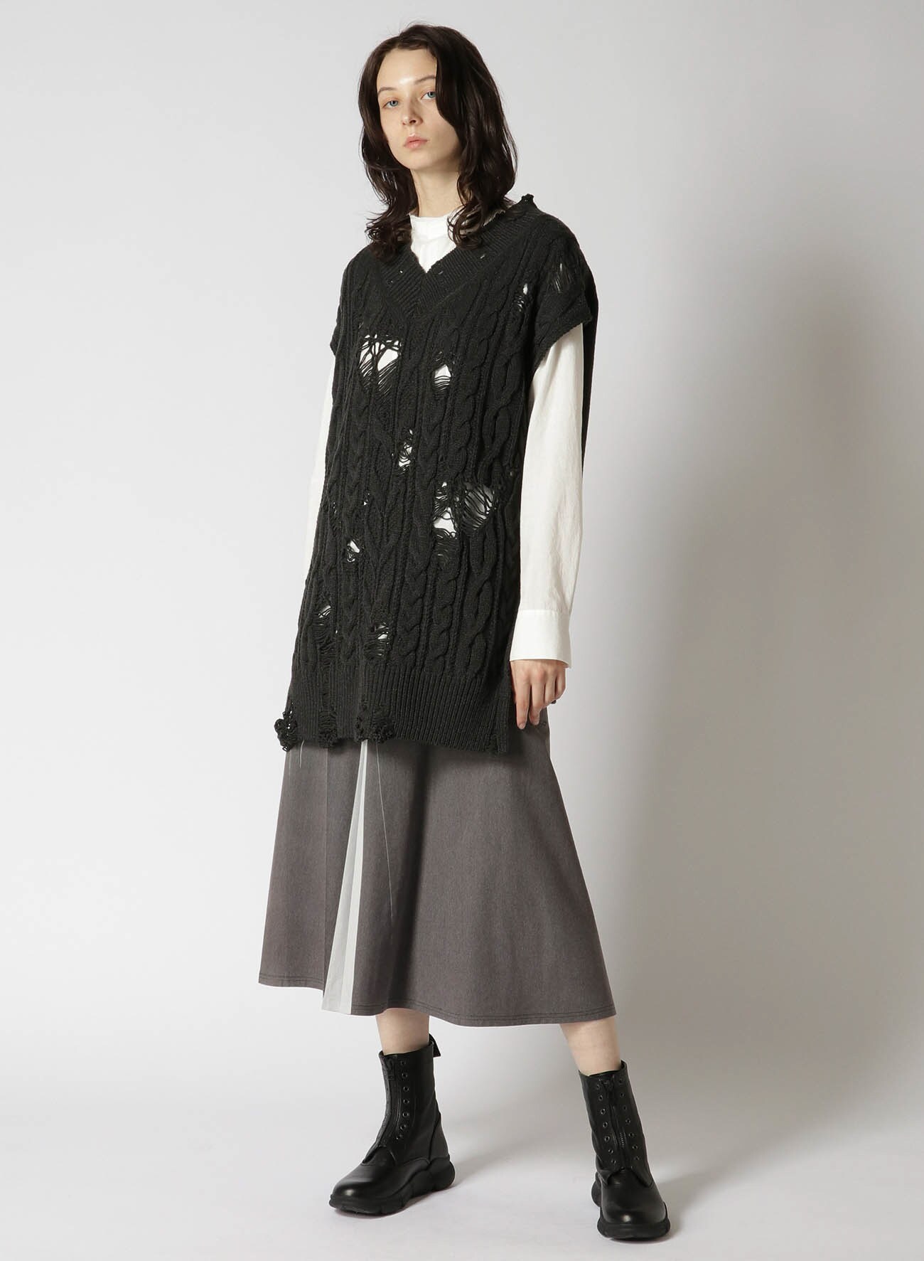 TRICOT TRANSFERRED PRINT PATCH SKIRT