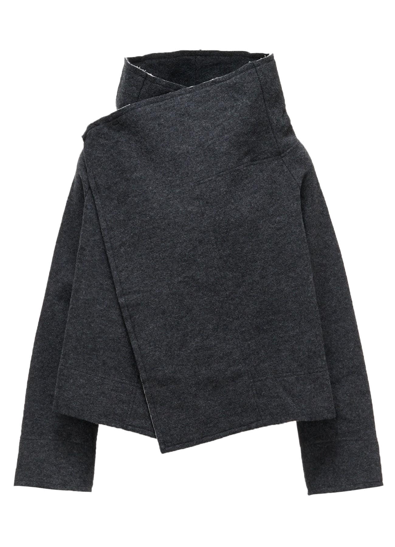 COMPRESSED PILE ASYMMETERIC RAGLAN JACKET