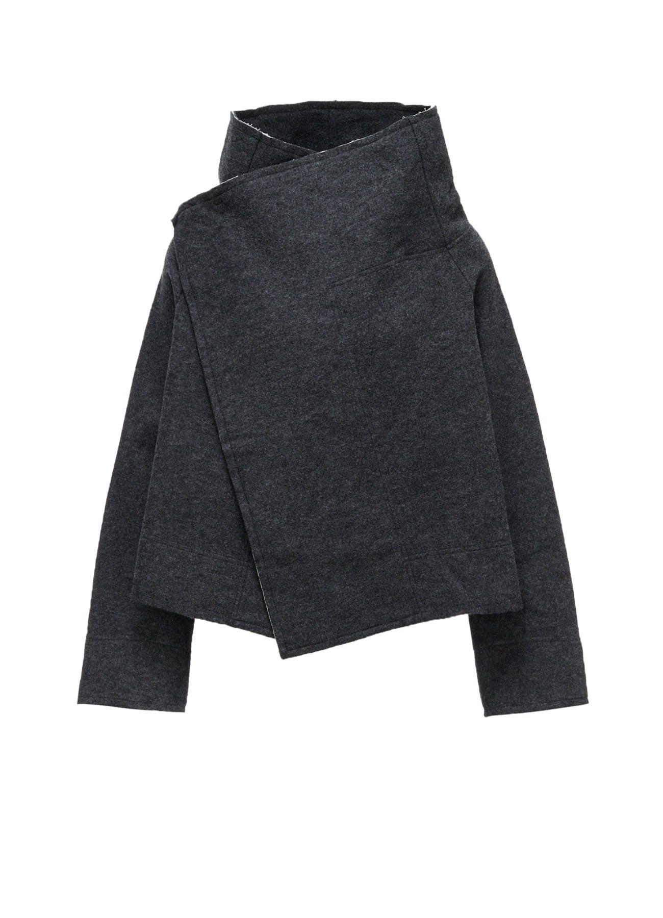COMPRESSED PILE ASYMMETERIC RAGLAN JACKET
