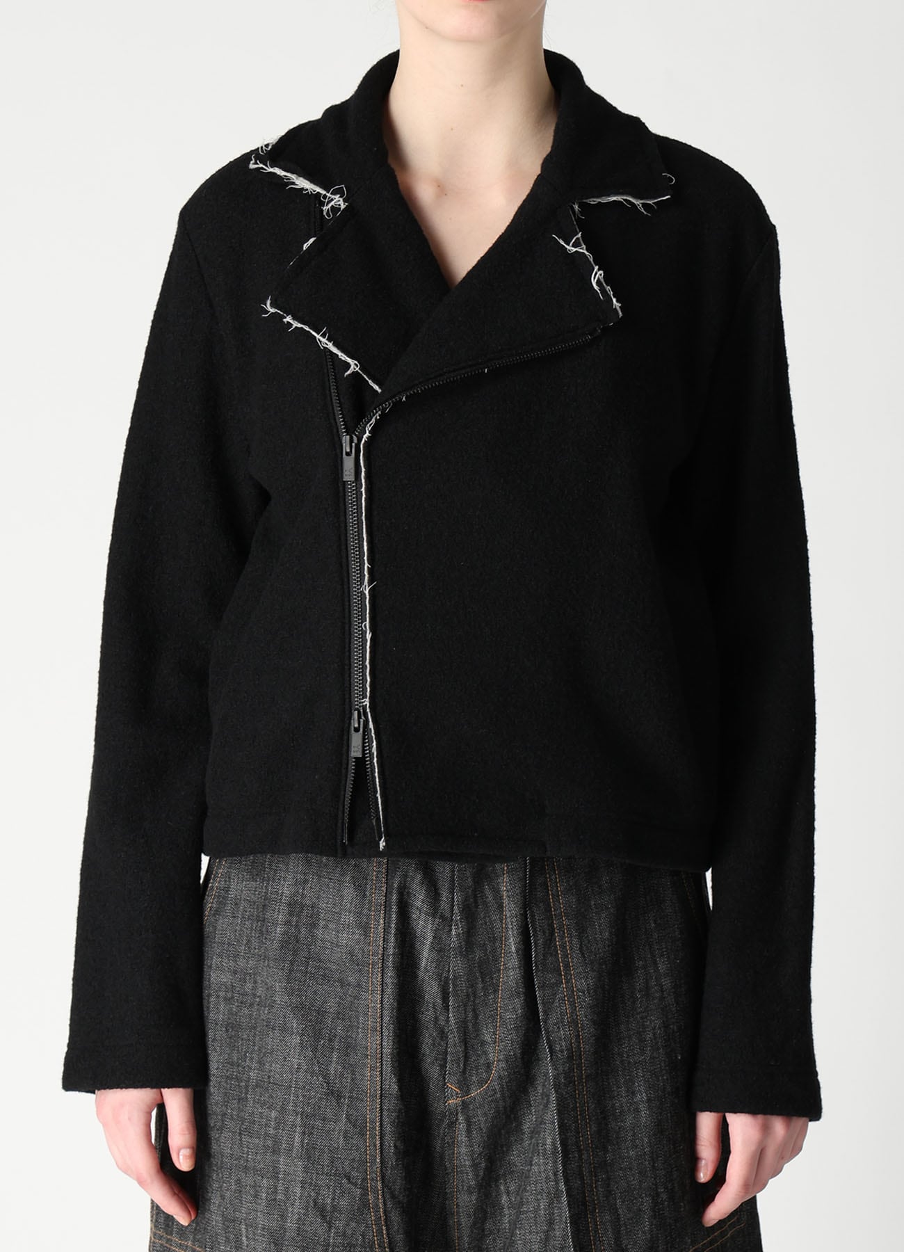 COMPRESSED PILE OVERSIZE  MOTO JACKET