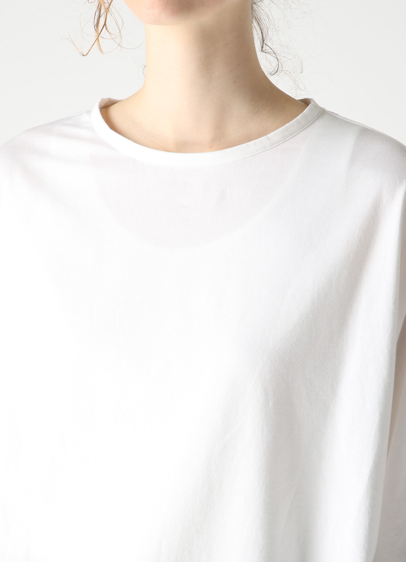COTTON JERSEY X TA/PE DE CHINE CONBINATION T-SHIRT