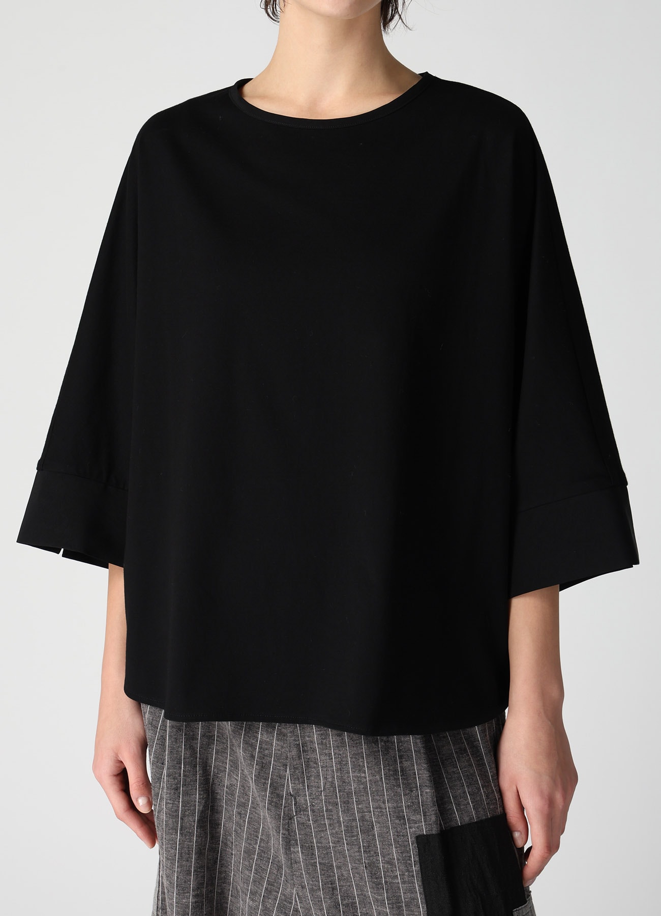COTTON JERSEY X TA/PE DE CHINE CONBINATION T-SHIRT