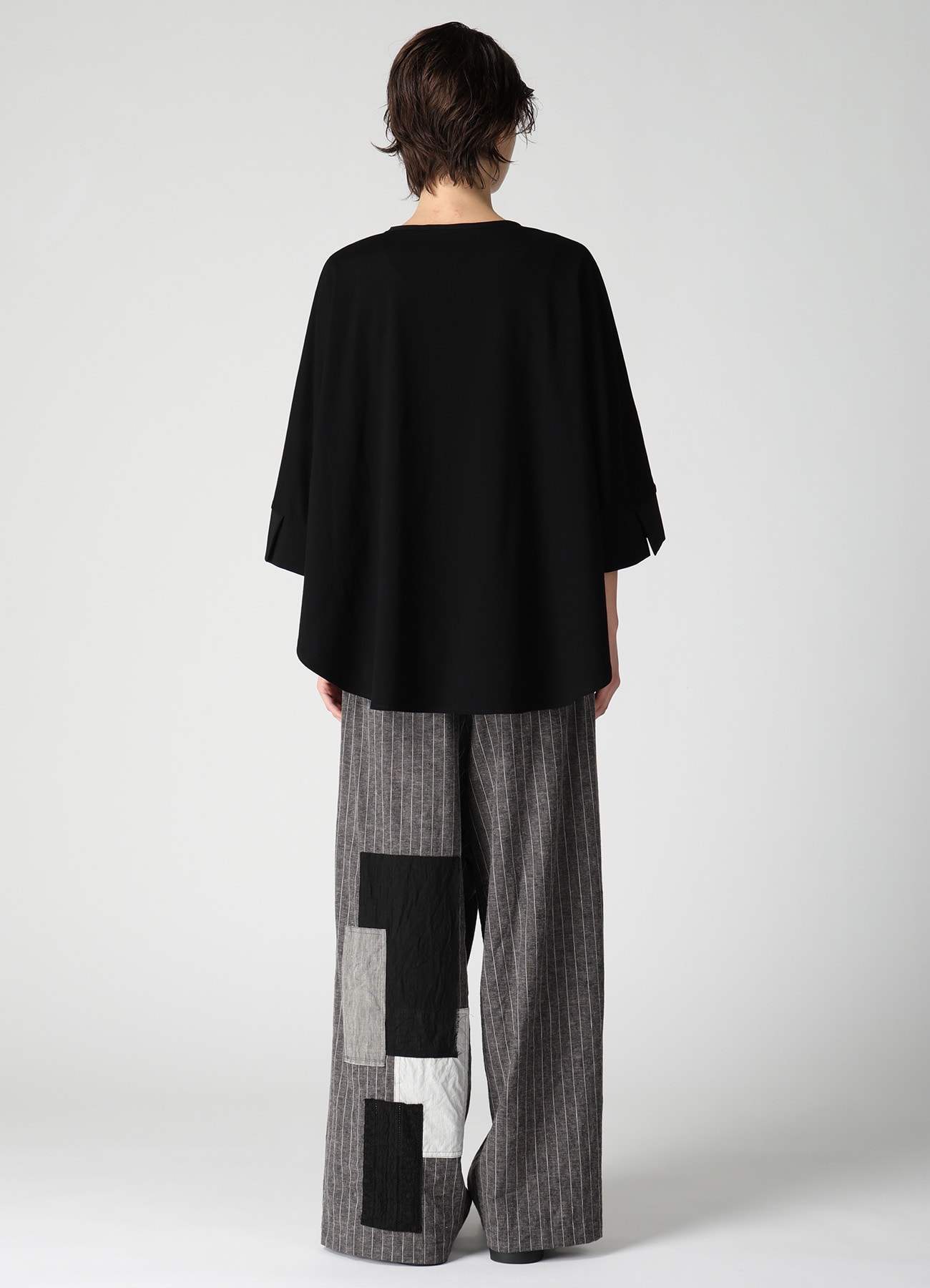 COTTON JERSEY X TA/PE DE CHINE CONBINATION T-SHIRT