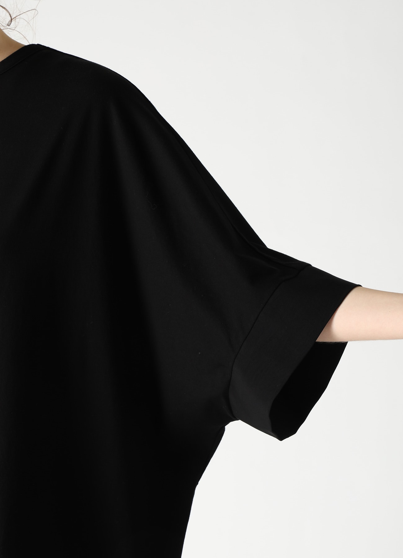 COTTON JERSEY X TA/PE DE CHINE CONBINATION DRESS