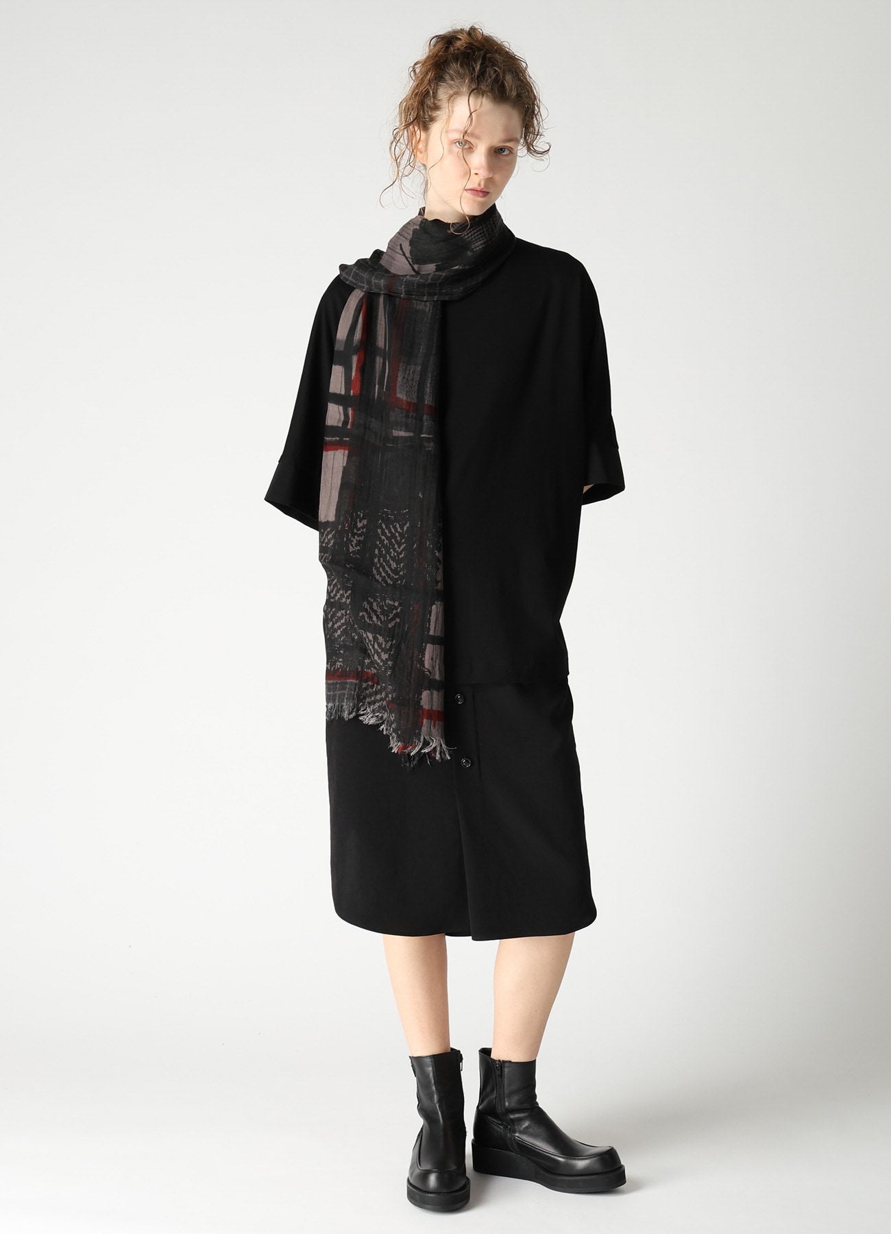 COTTON JERSEY X TA/PE DE CHINE CONBINATION DRESS