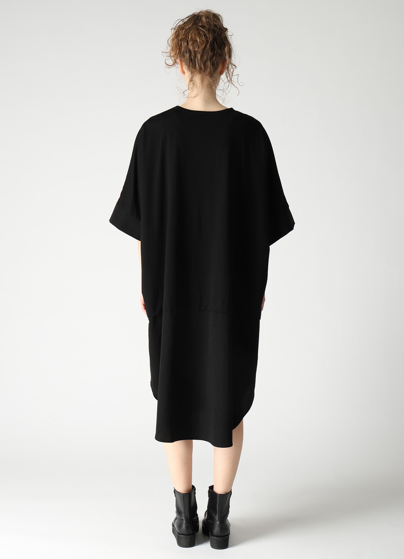 COTTON JERSEY X TA/PE DE CHINE CONBINATION DRESS