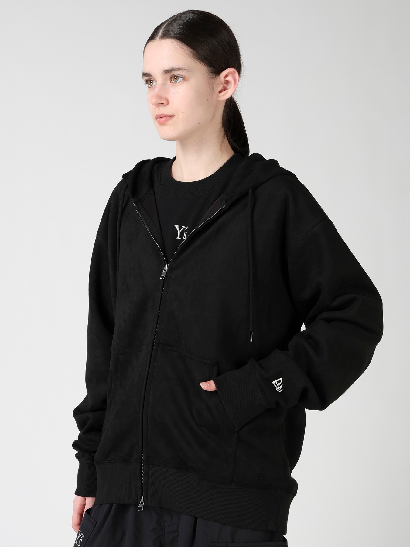 Y's × New Era SUEDE ZIP UP HOODIE