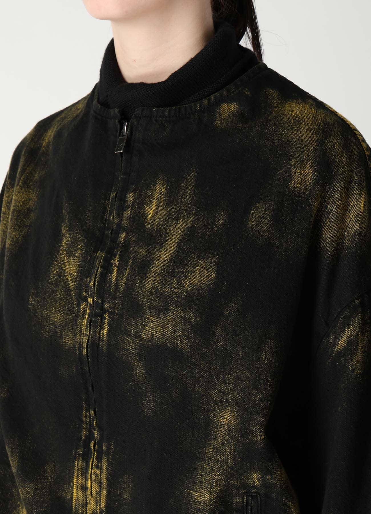 8OZ DENIM BLEACHED OVERDYE COLLAR LESS BLOUSON