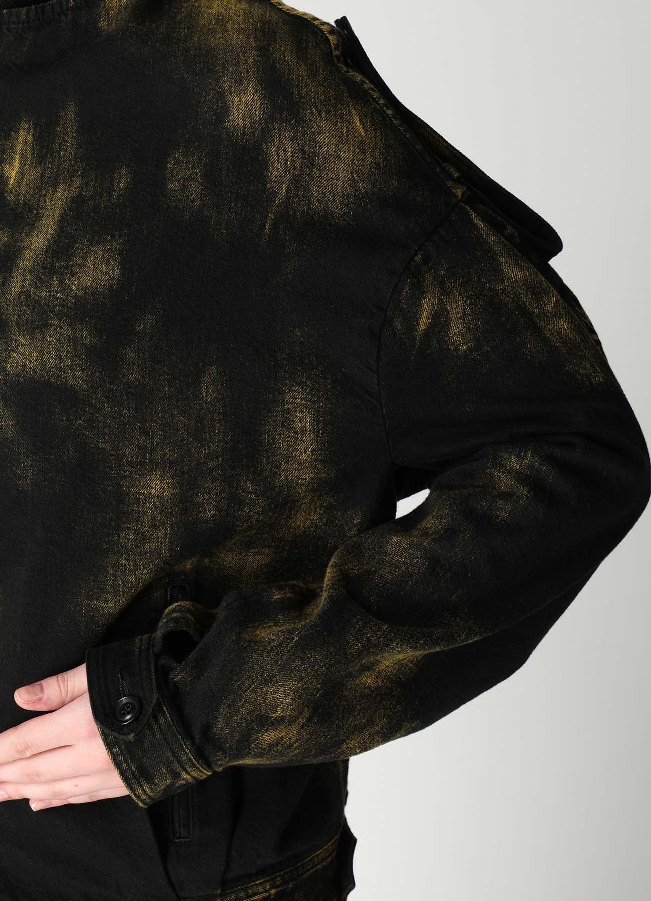 8OZ DENIM BLEACHED OVERDYE COLLAR LESS BLOUSON