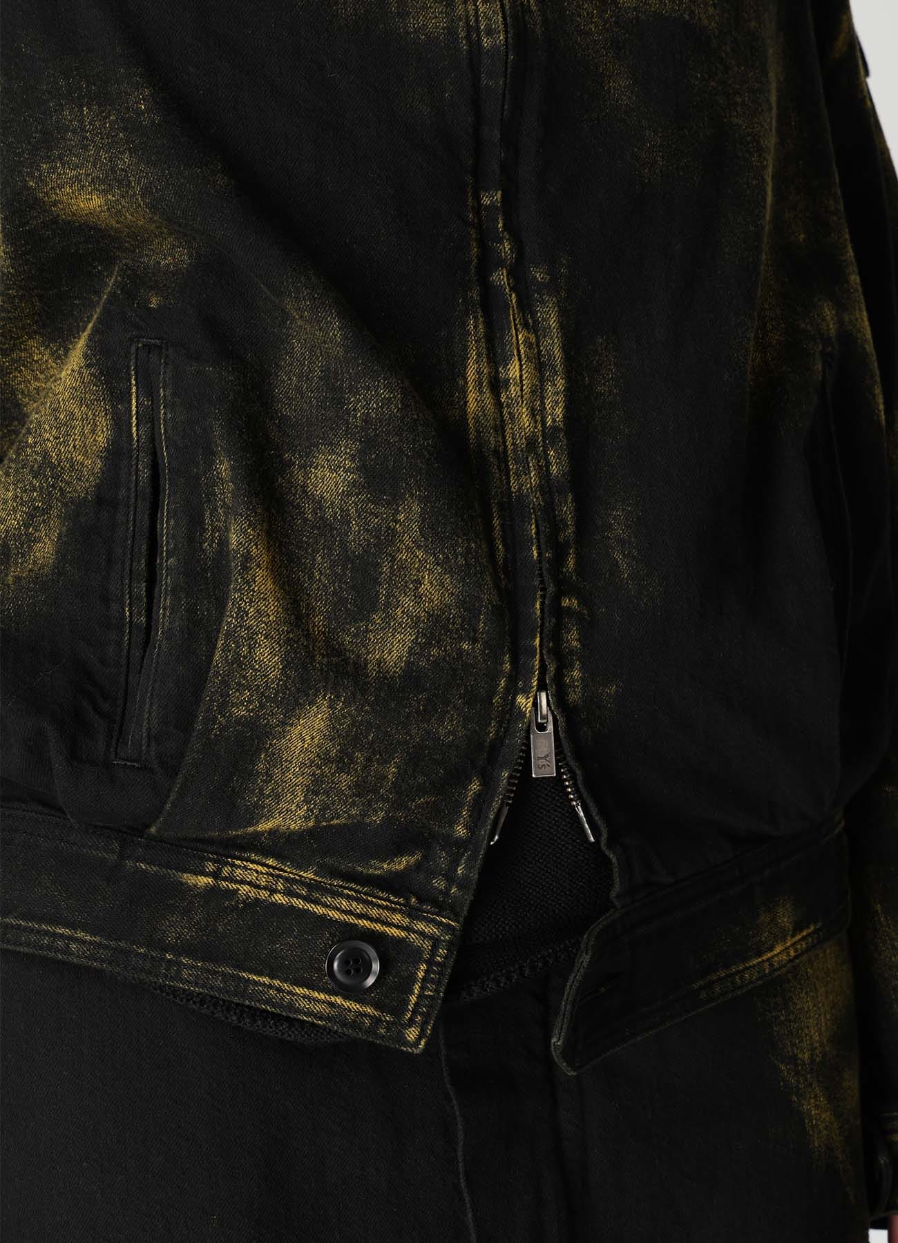 8OZ DENIM BLEACHED OVERDYE COLLAR LESS BLOUSON