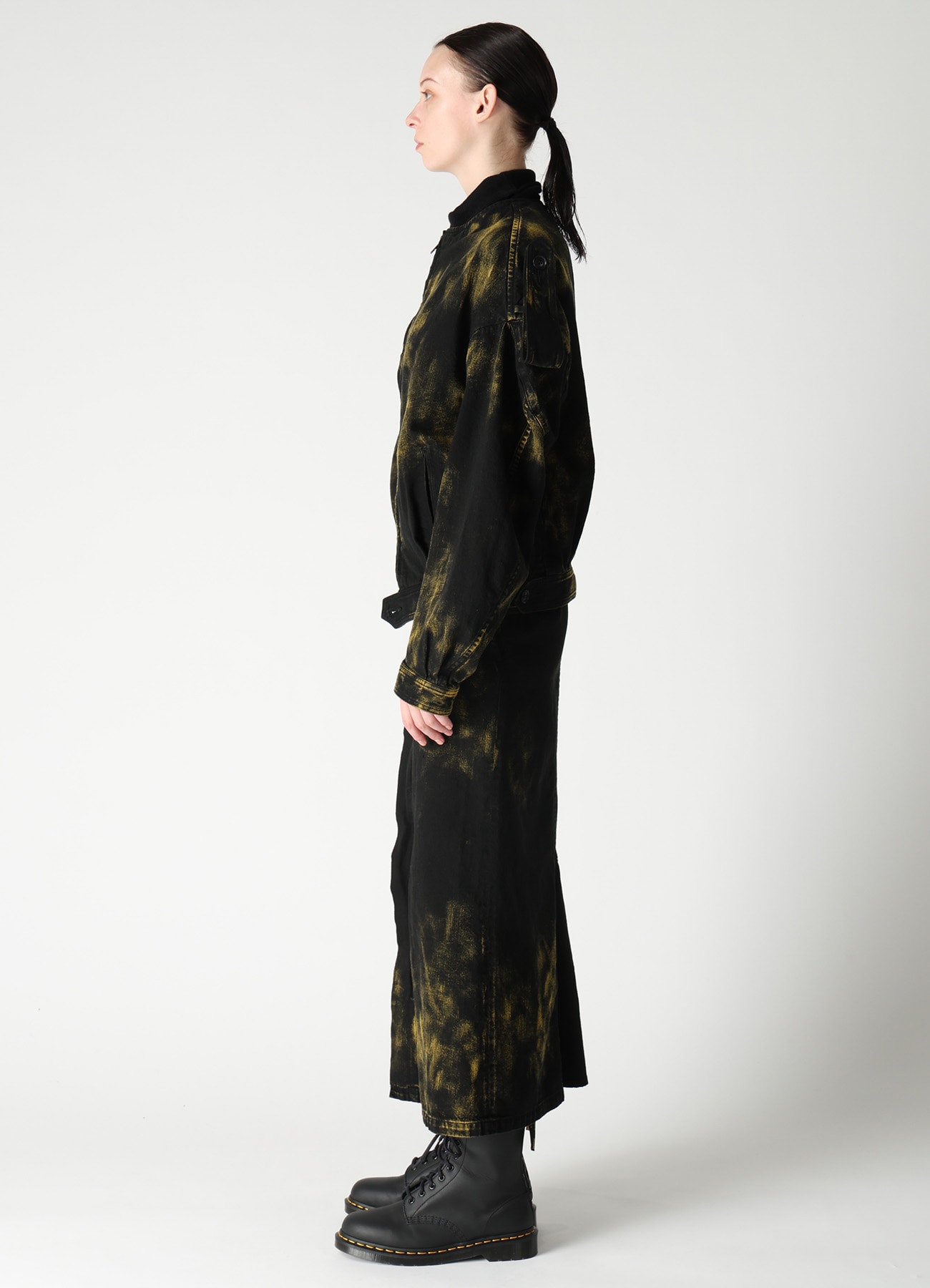 8OZ DENIM BLEACHED OVERDYE COLLAR LESS BLOUSON