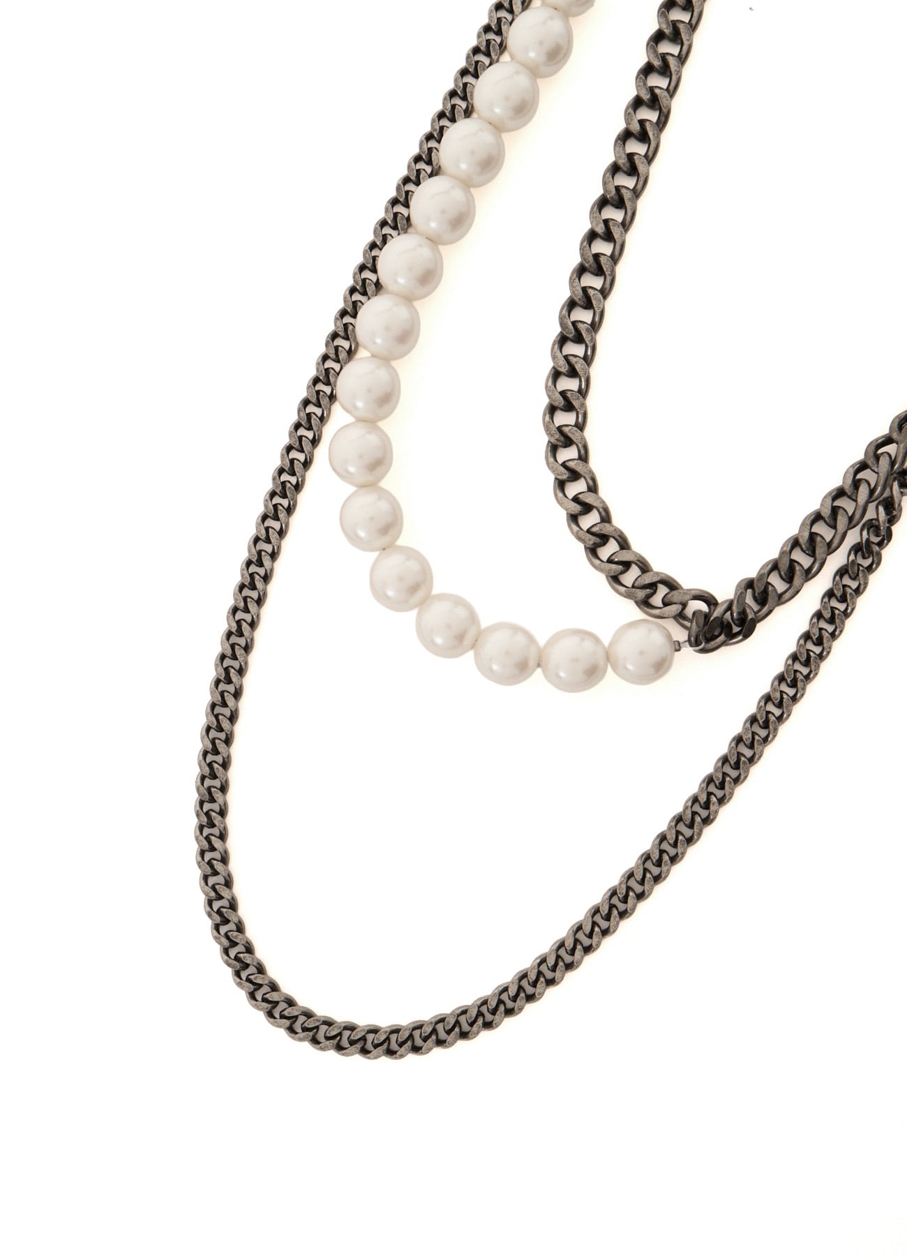 PEARL AND CHAIN LONG NECKLACE