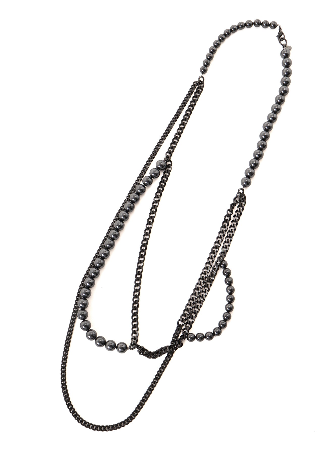 PEARL AND CHAIN LONG NECKLACE