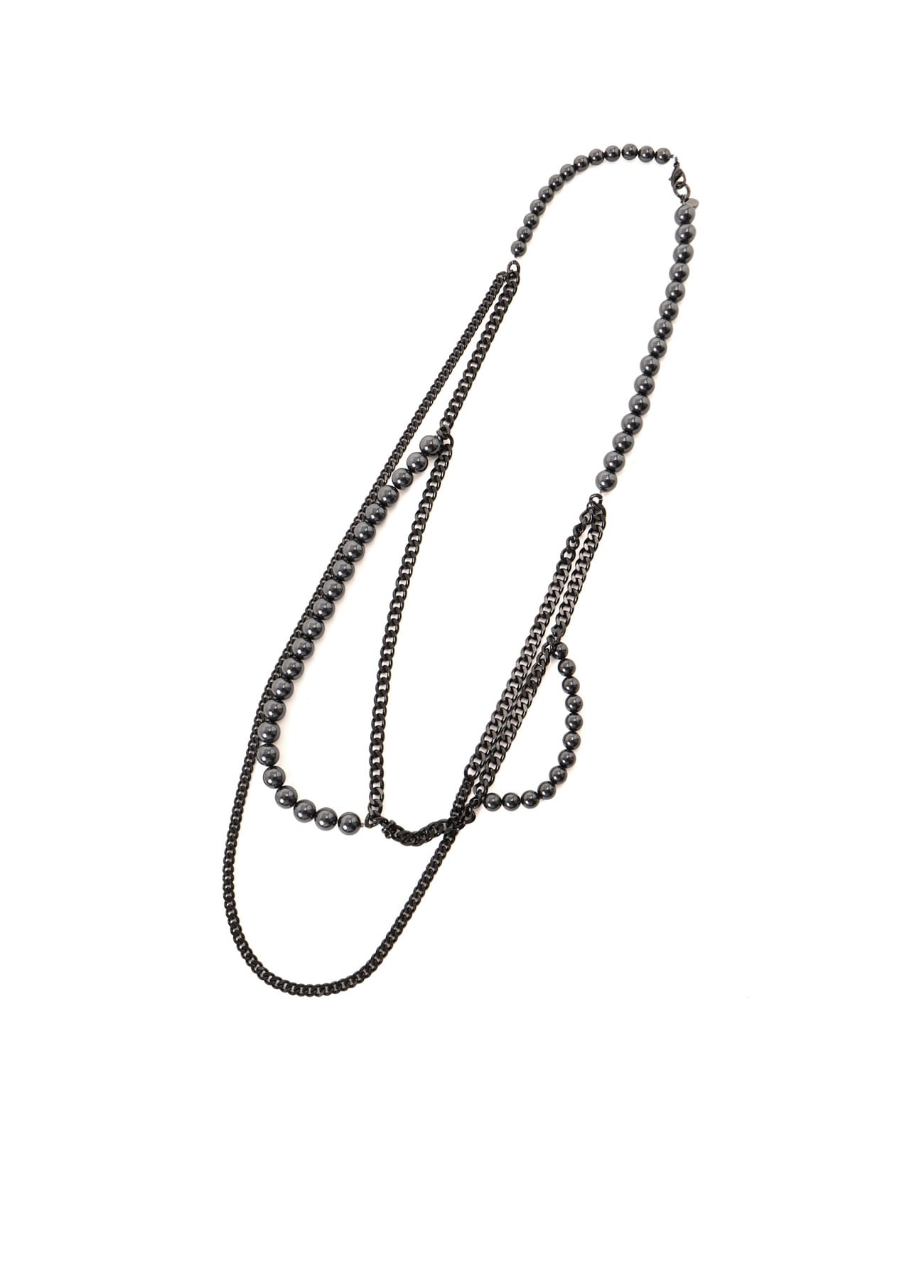 PEARL AND CHAIN LONG NECKLACE