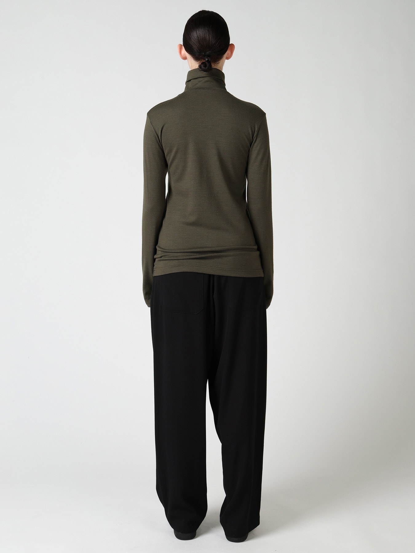 WOOL MILLED WASHABLE JERSEY HIGH NECK PULLOVER