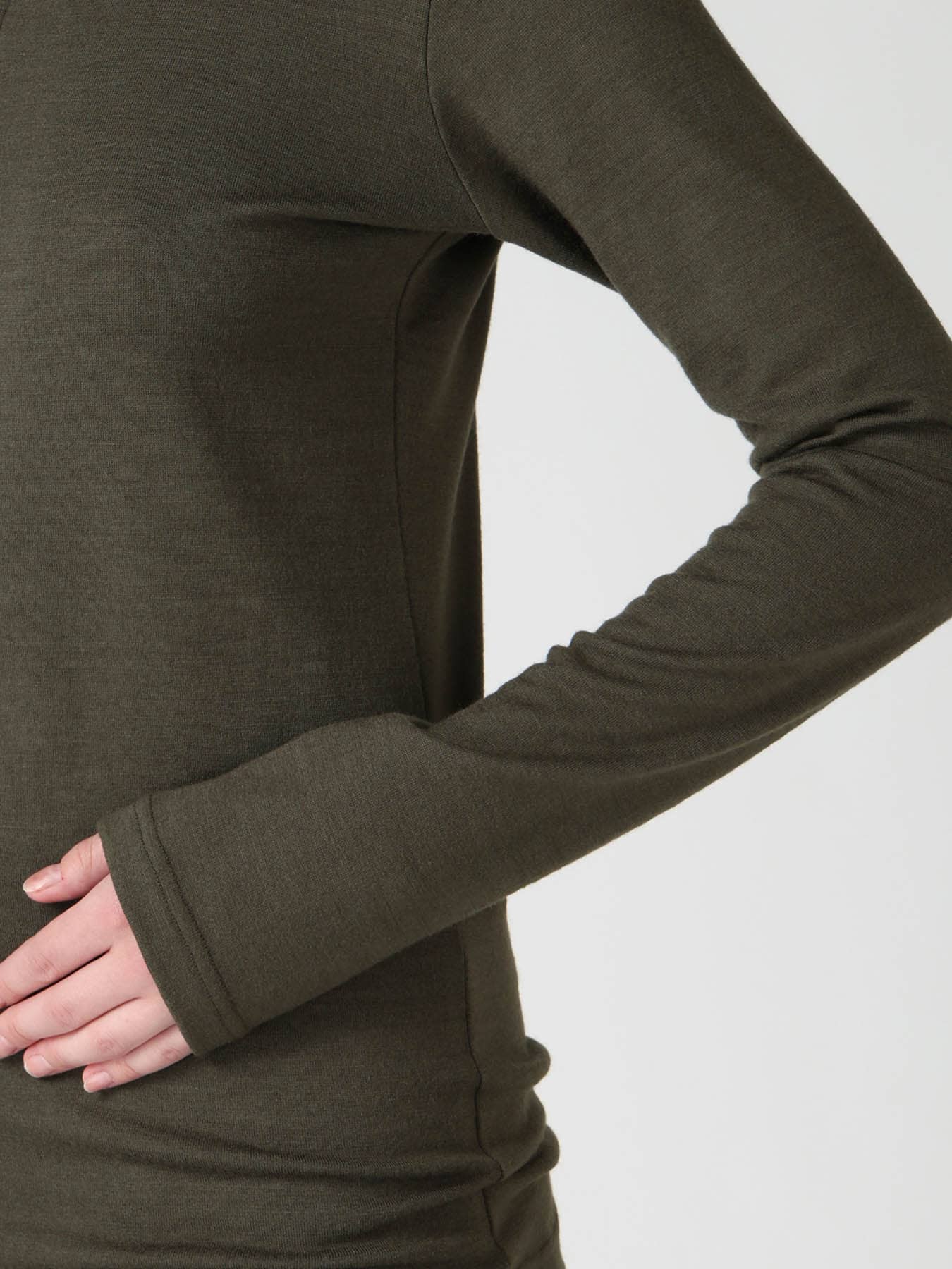 WOOL MILLED WASHABLE JERSEY HIGH NECK PULLOVER