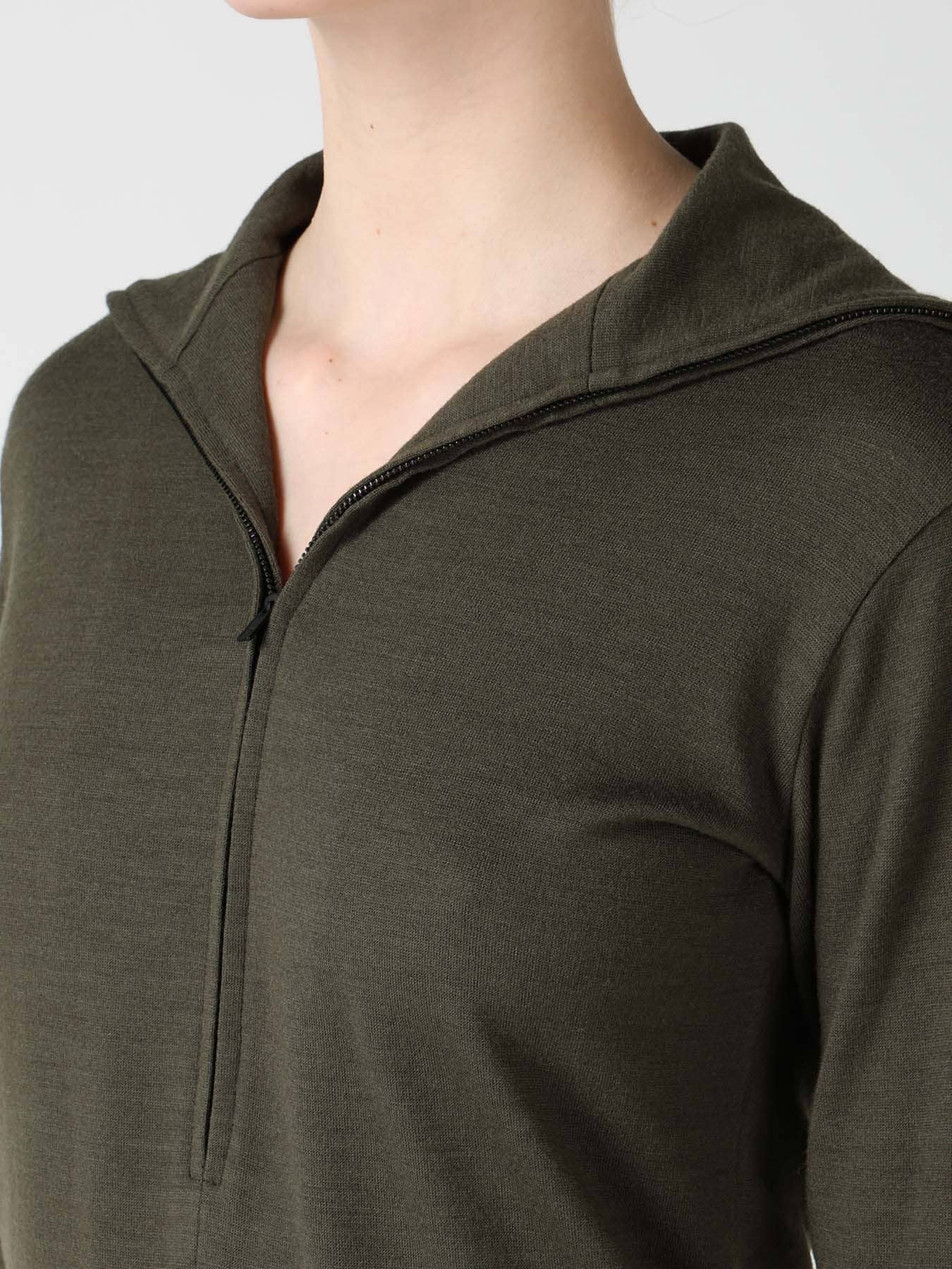 WOOL MILLED WASHABLE JERSEY HIGH NECK PULLOVER
