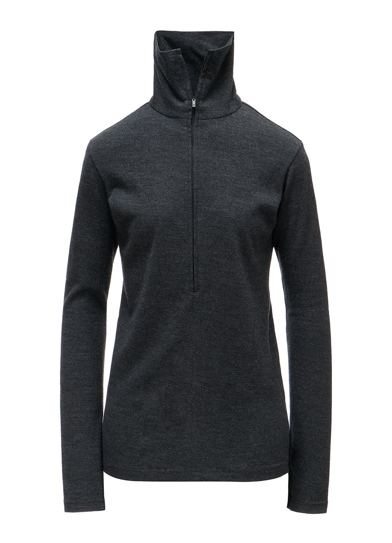 WOOL MILLED WASHABLE JERSEY HIGH NECK PULLOVER