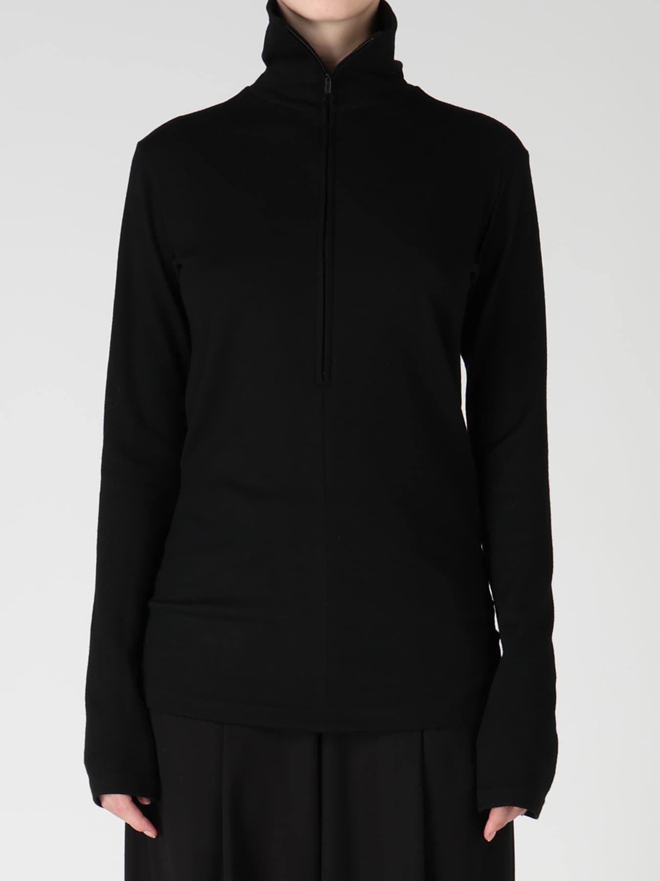 WOOL MILLED WASHABLE JERSEY HIGH NECK PULLOVER