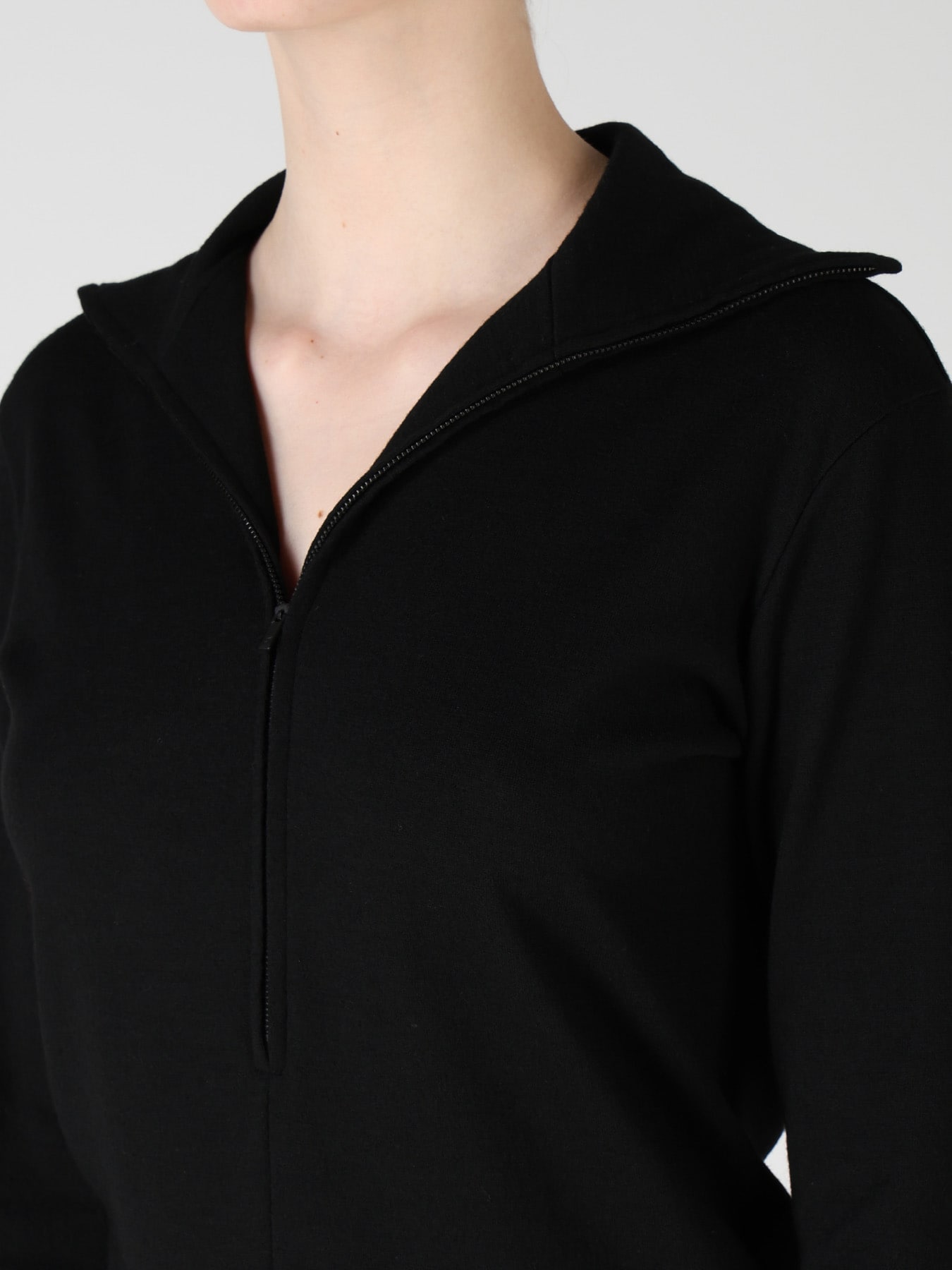 WOOL MILLED WASHABLE JERSEY HIGH NECK PULLOVER