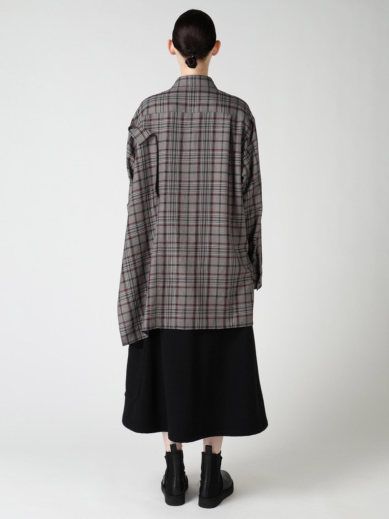 PLAID WASHER DOUBLE CLOTH BLOUSE
