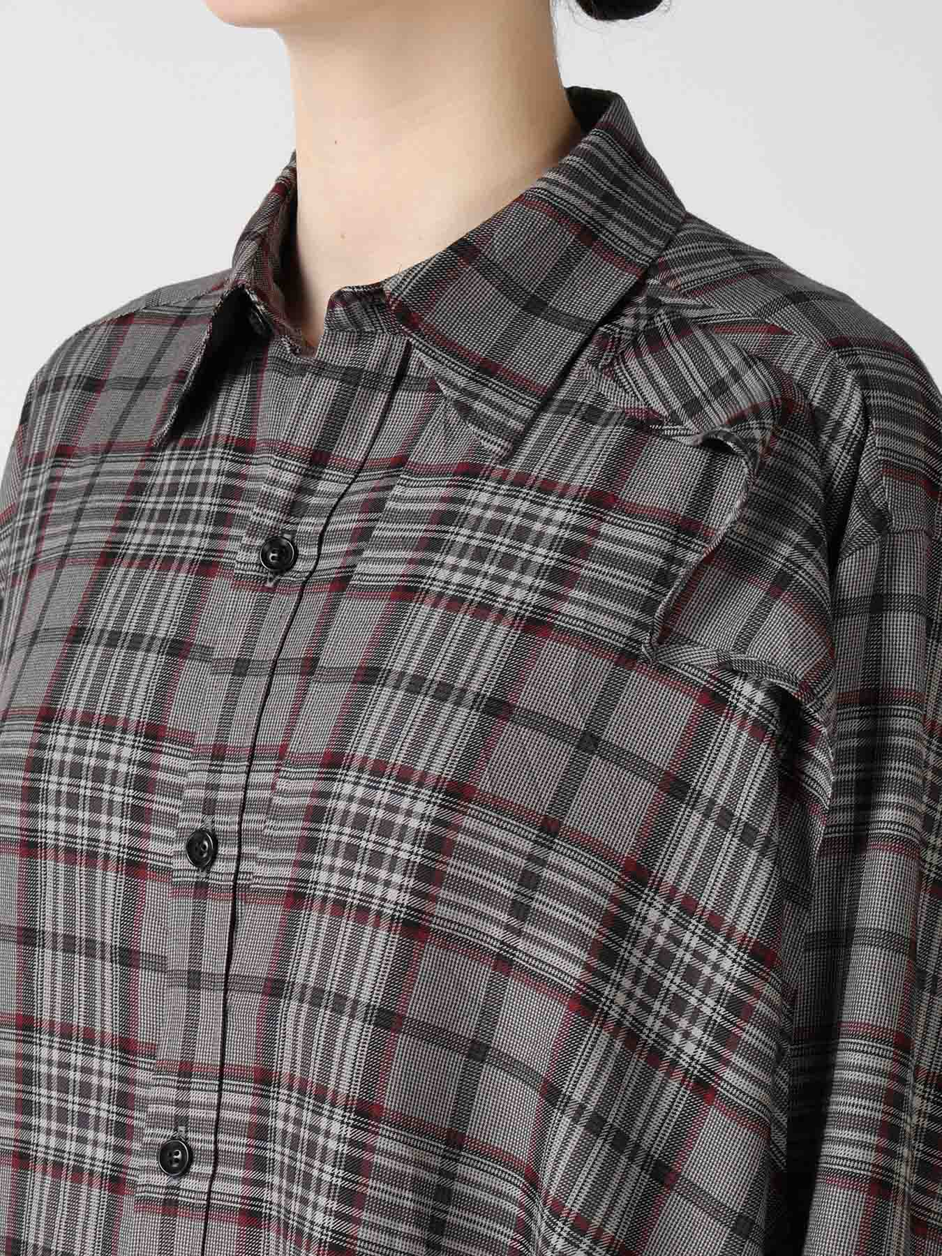 PLAID WASHER DOUBLE CLOTH BLOUSE