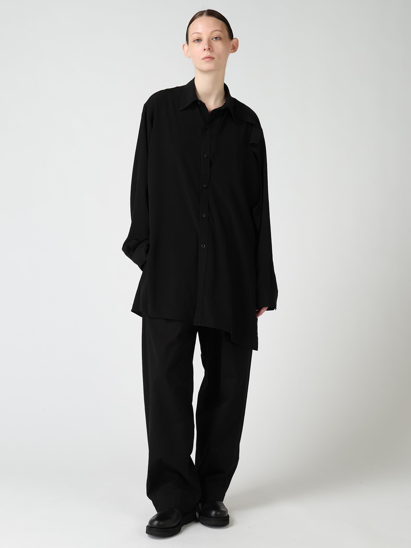 TA/PE CREPE DE CHINE FRONT DOUBLE CLOTH BLOUSE
