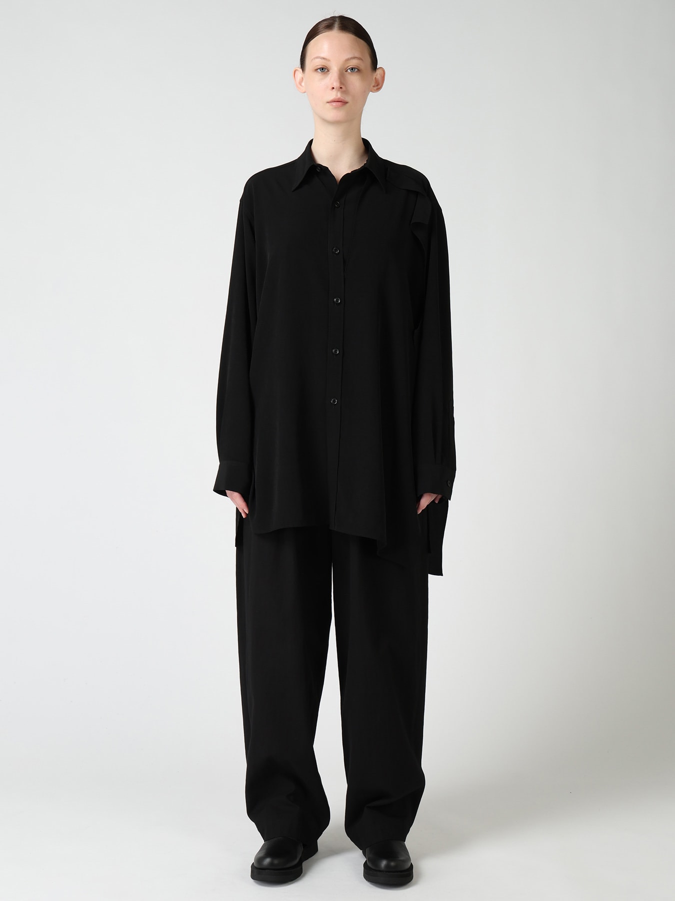 TA/PE CREPE DE CHINE FRONT DOUBLE CLOTH BLOUSE