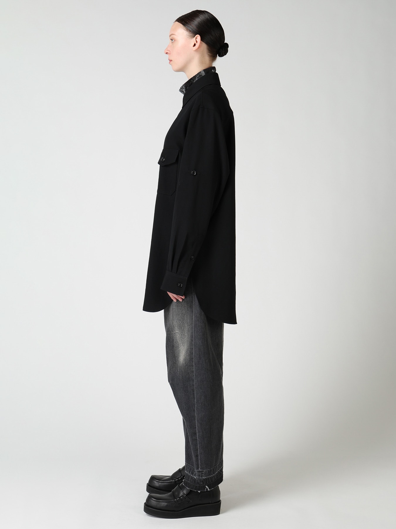 WOOL GABARDINE MILITARY SHIRT