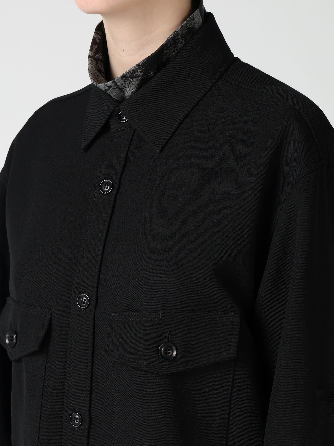 WOOL GABARDINE MILITARY SHIRT