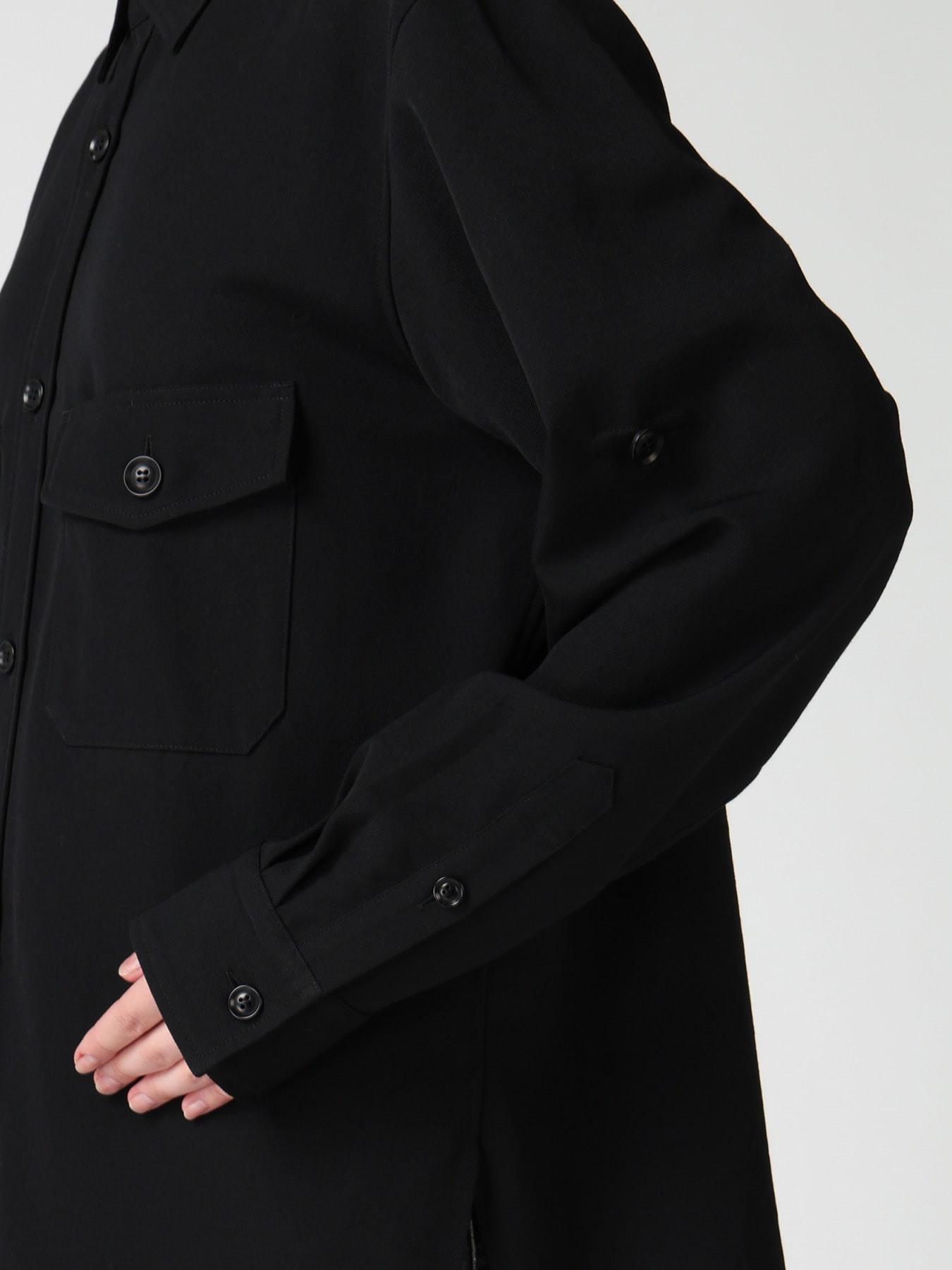 WOOL GABARDINE MILITARY SHIRT