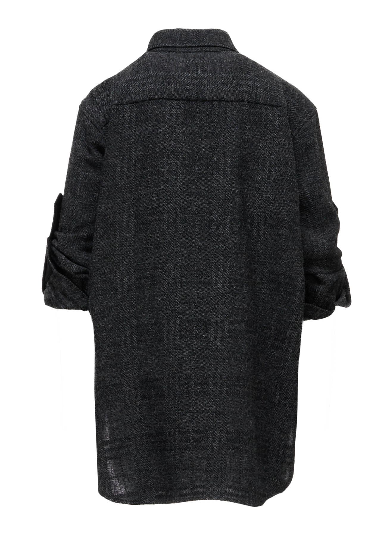 WOOL BLEND PLAID MILITARY SHIRT