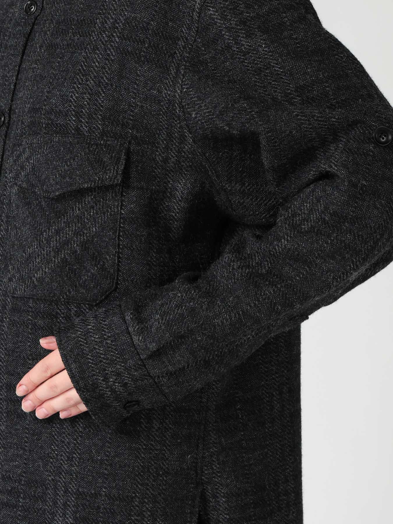 WOOL BLEND PLAID MILITARY SHIRT