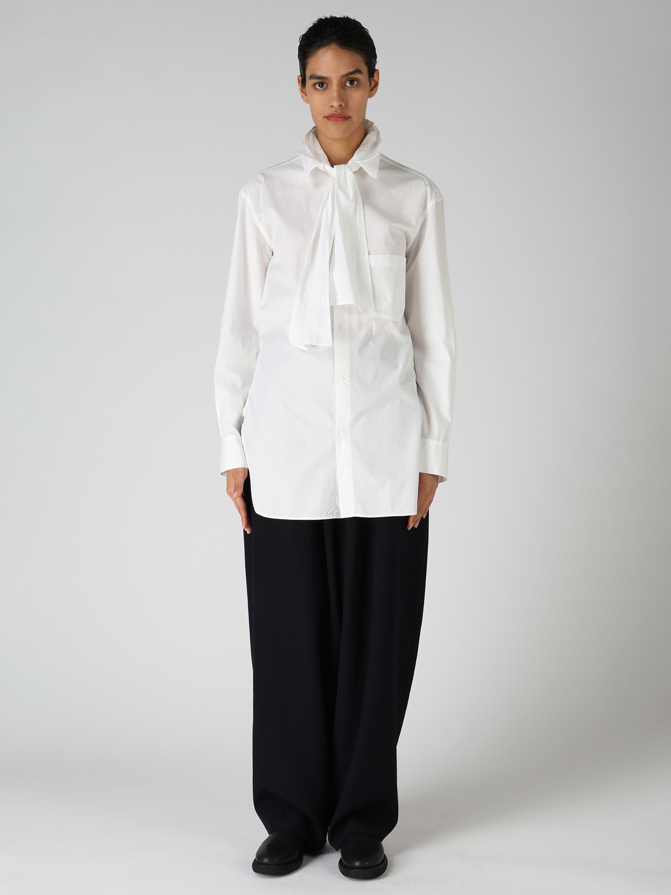 100/2 COTTON BROAD BOW COLLAR SHIRT