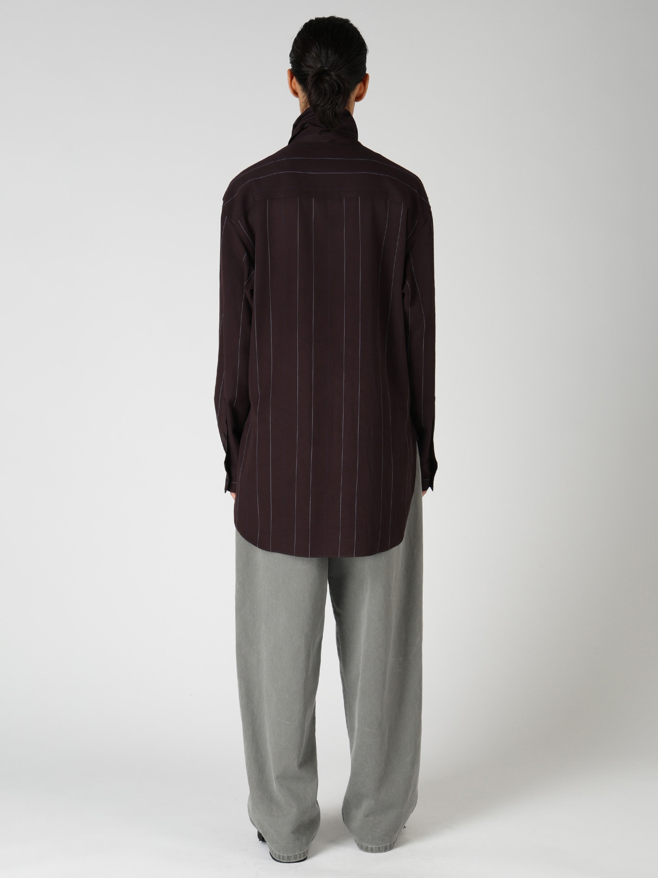 PINSTRIPE BOW-NECK SHIRT