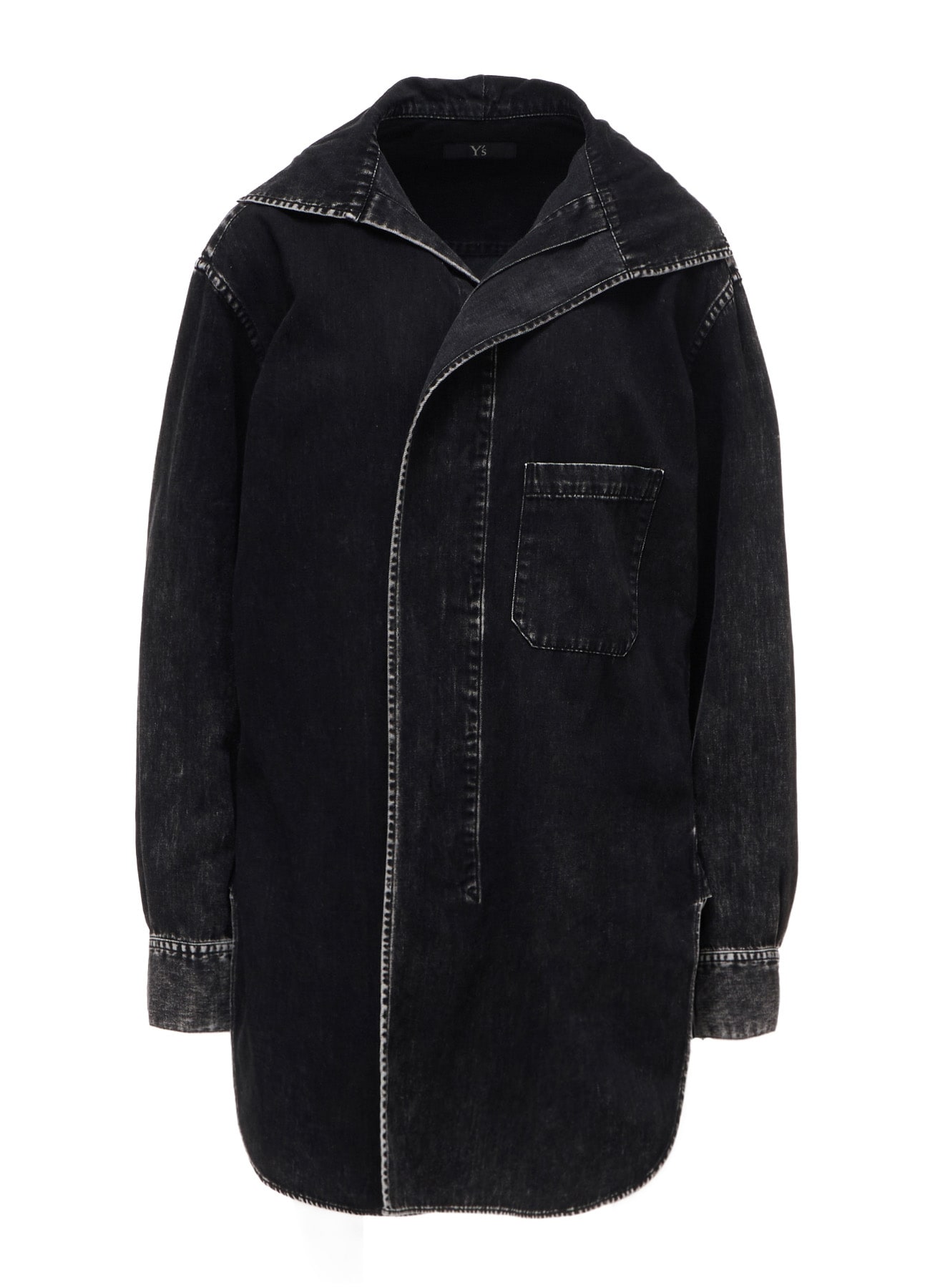 6OZ DENIM CHEMICAL WASH SAILOR COLLAR SHIRT